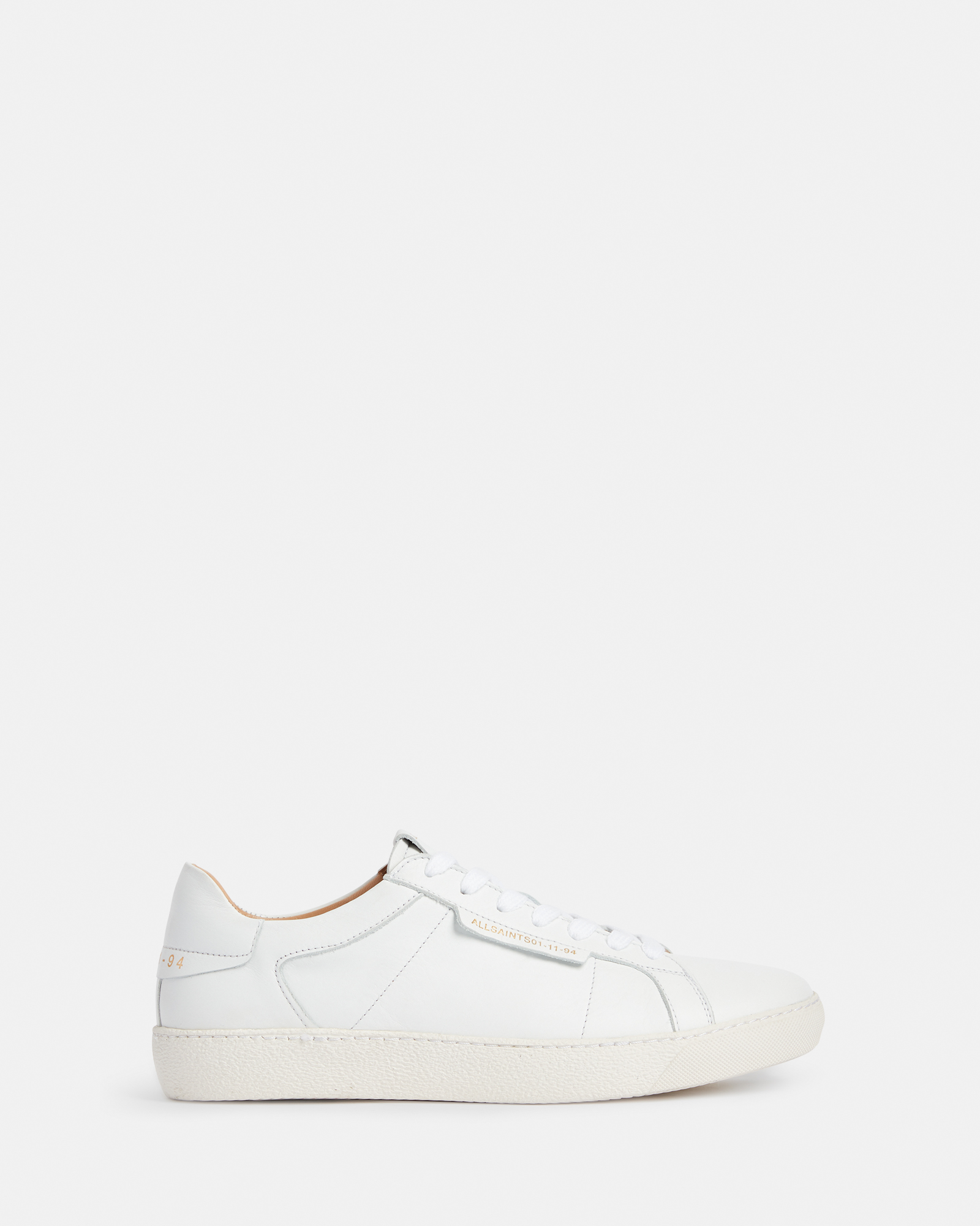 AllSaints Sheer Round Toe Leather Trainers,, White