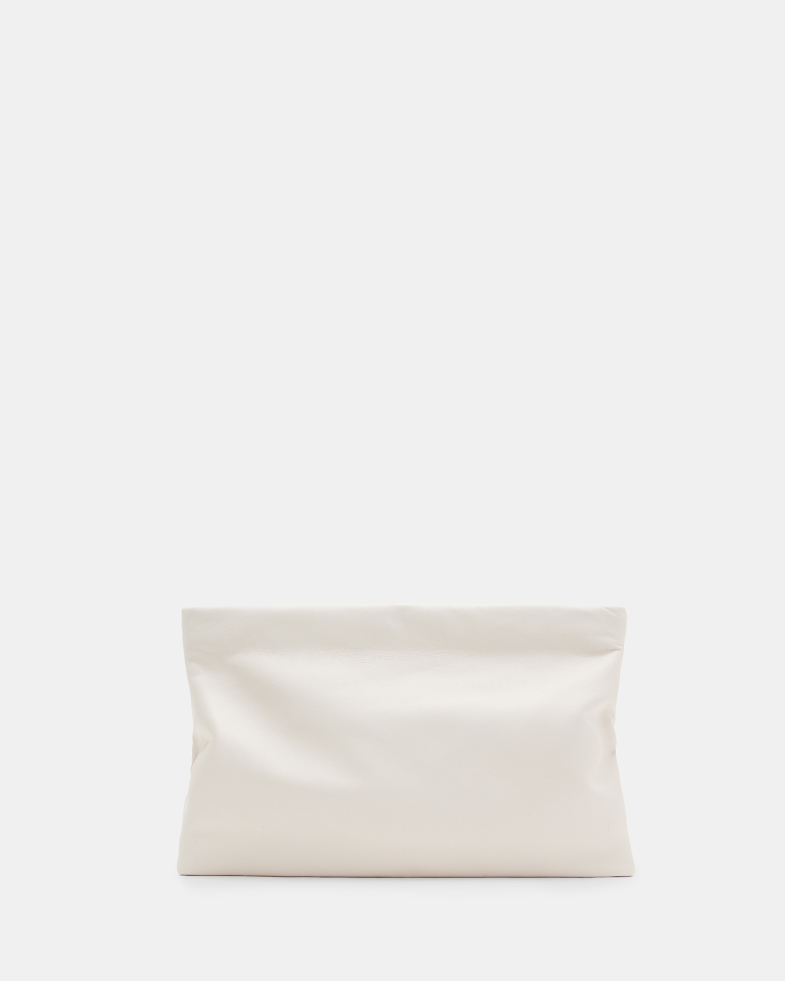 Allsaints Bettina Leather Clutch Bag In Desert White