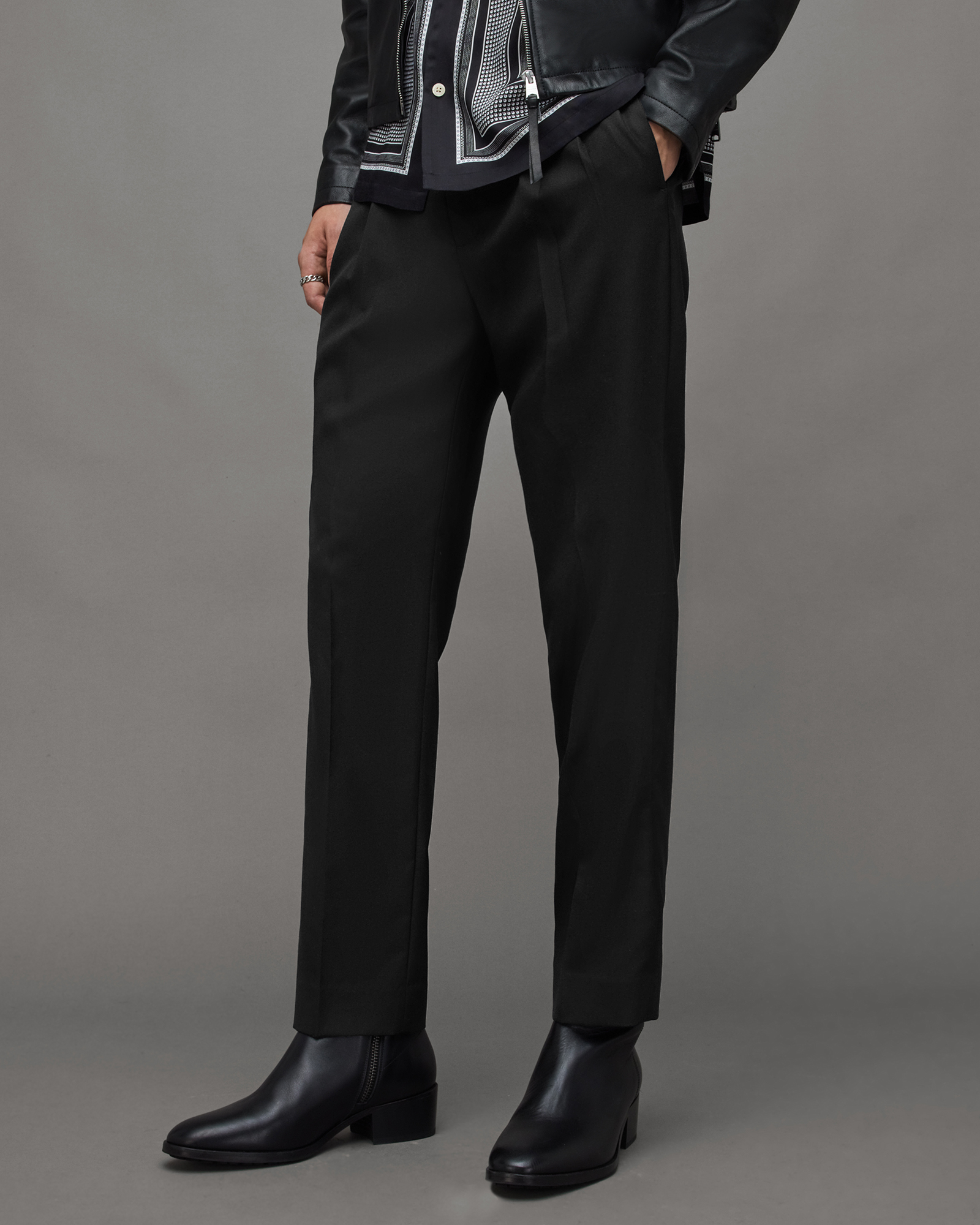 Arah Crepe Cropped Straight Fit Trousers Black | ALLSAINTS