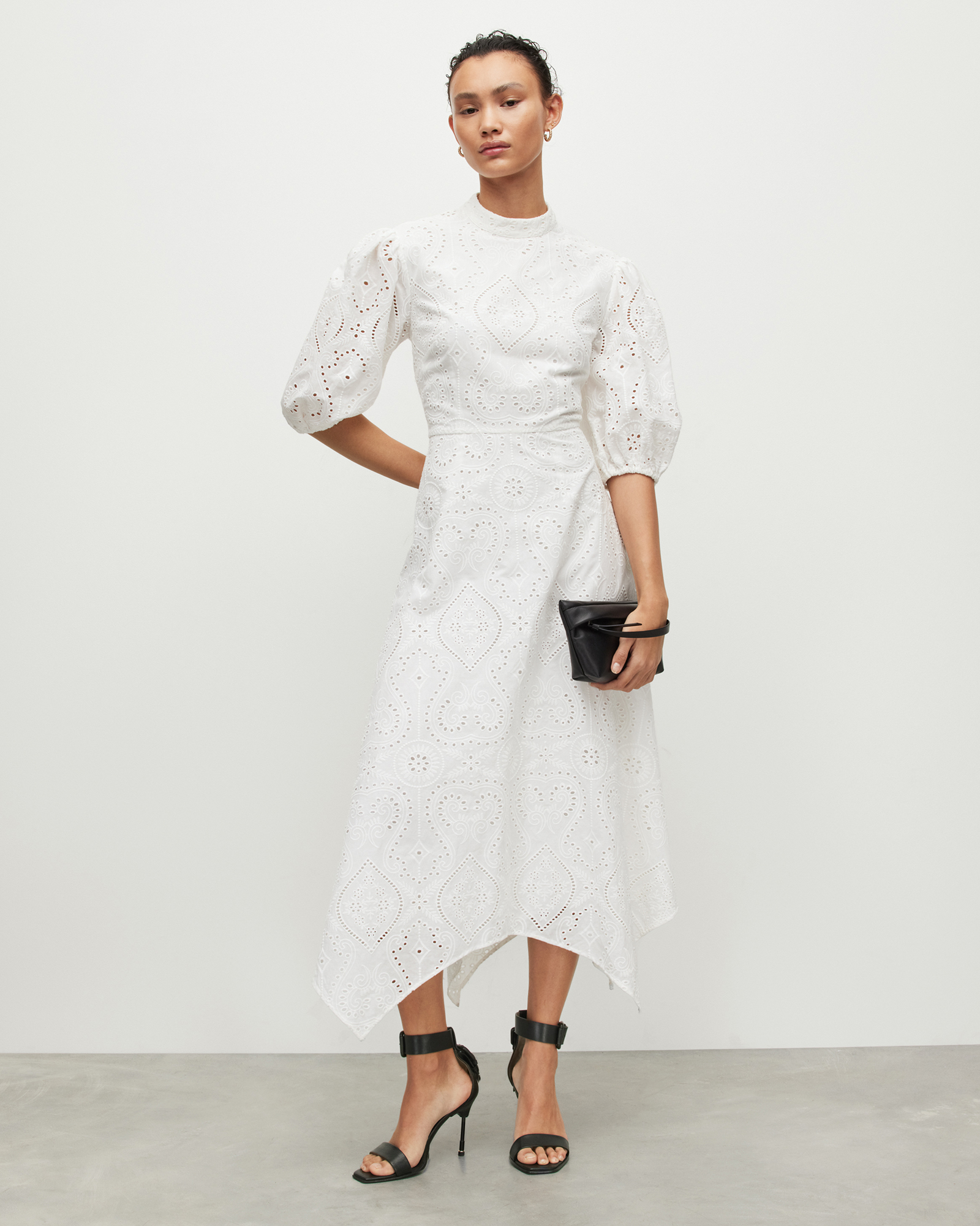 Allsaints Camila Puff Sleeve Broderie Maxi Dress In Off White | ModeSens