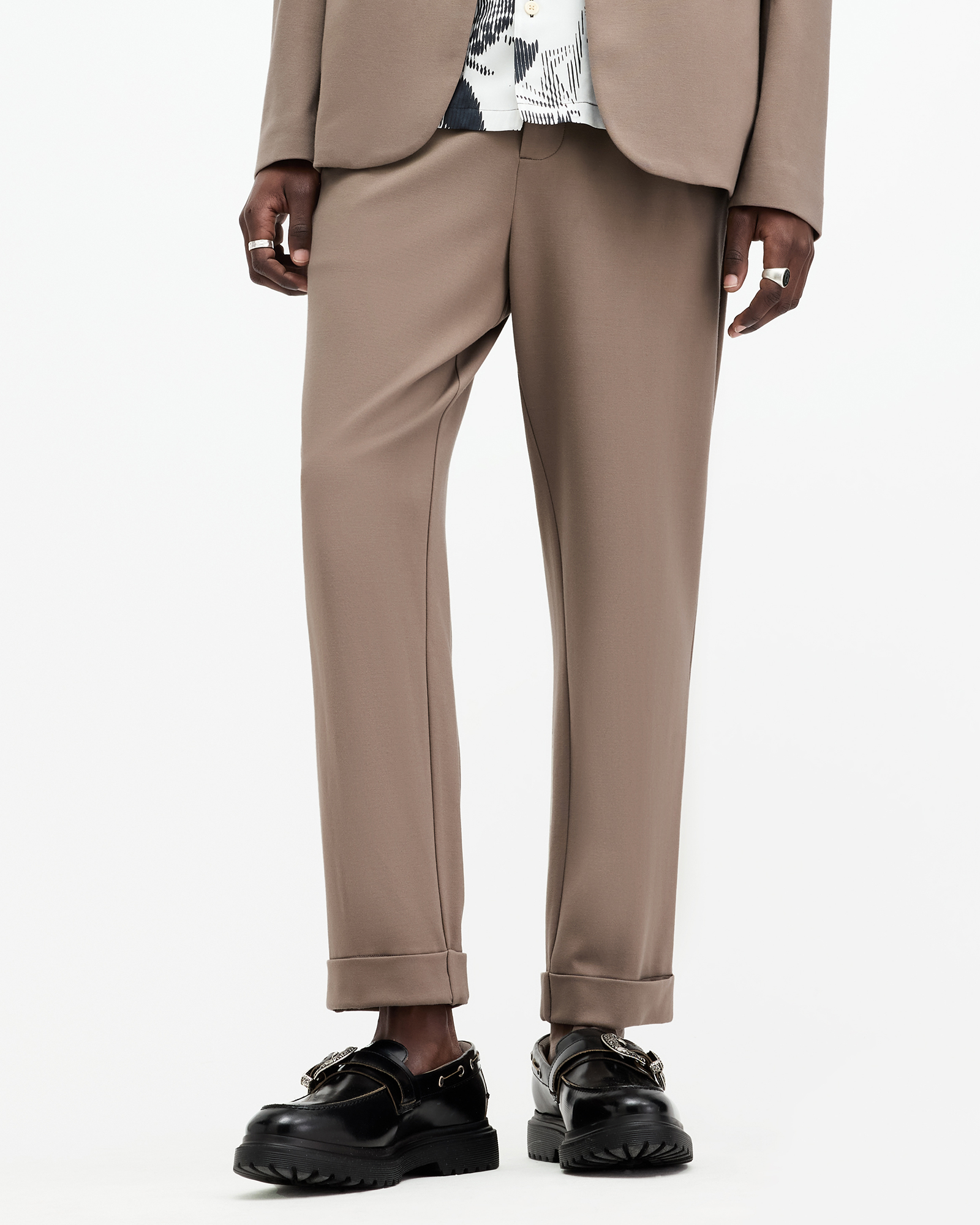 Helm Slim Fit Cropped Tapered Trousers EARTHY BROWN | ALLSAINTS