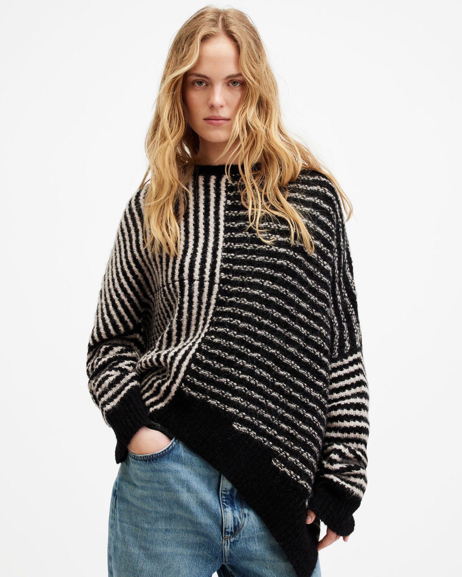 Aneesa cable knit cheap asymmetric hem pullover