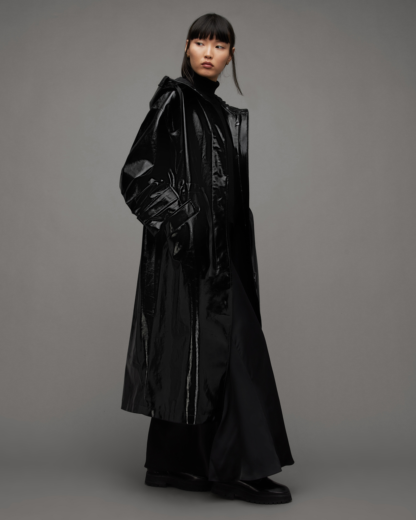 Erna Shine Relaxed Trench Coat Black | ALLSAINTS US