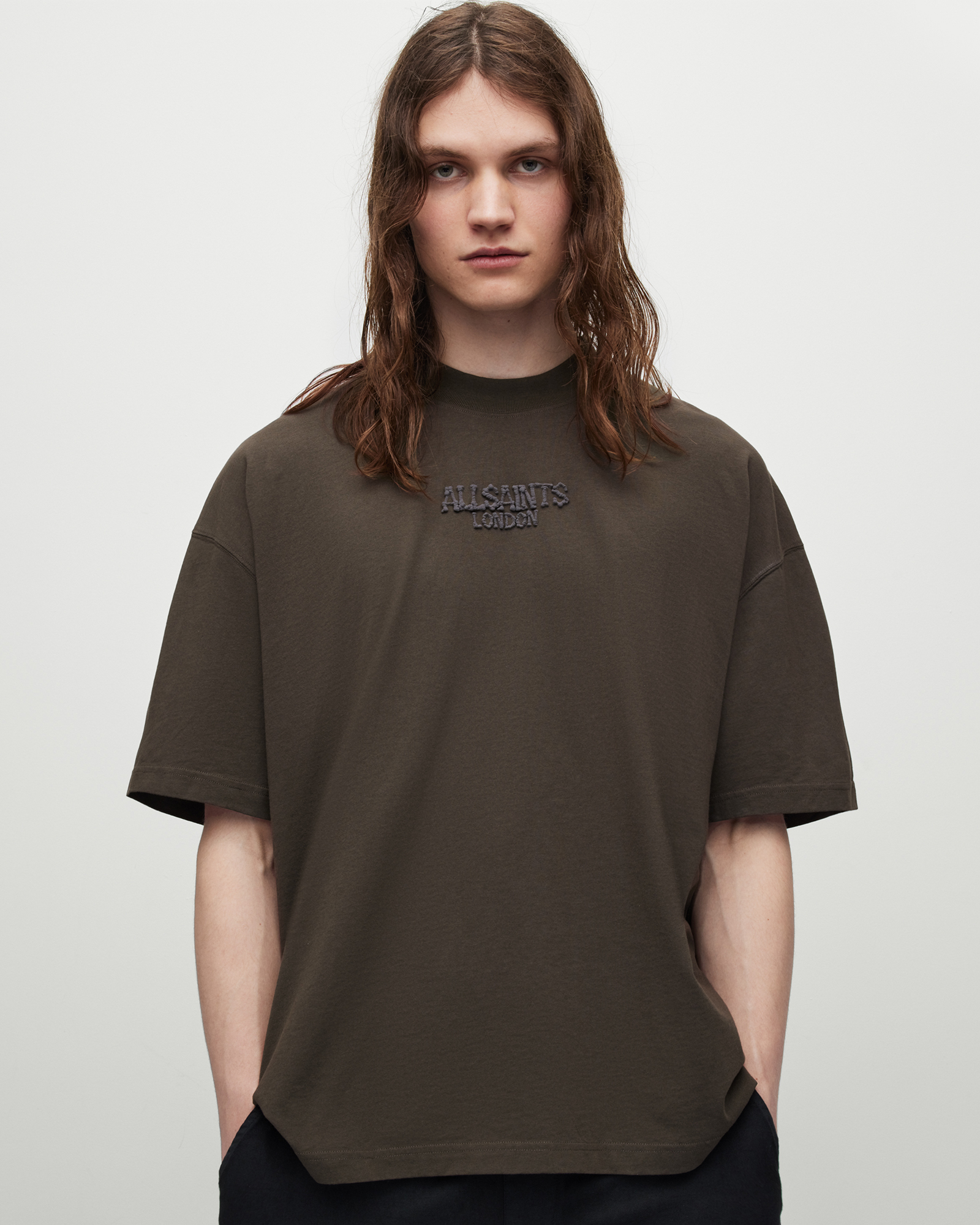 Bones Oversized Crew Neck Logo T-Shirt RYE GRASS GREEN | ALLSAINTS US