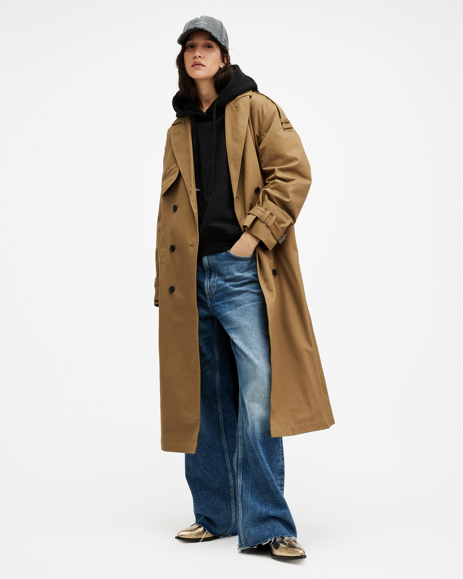 Wyatt Relaxed Fit Belted Trench Coat Brown