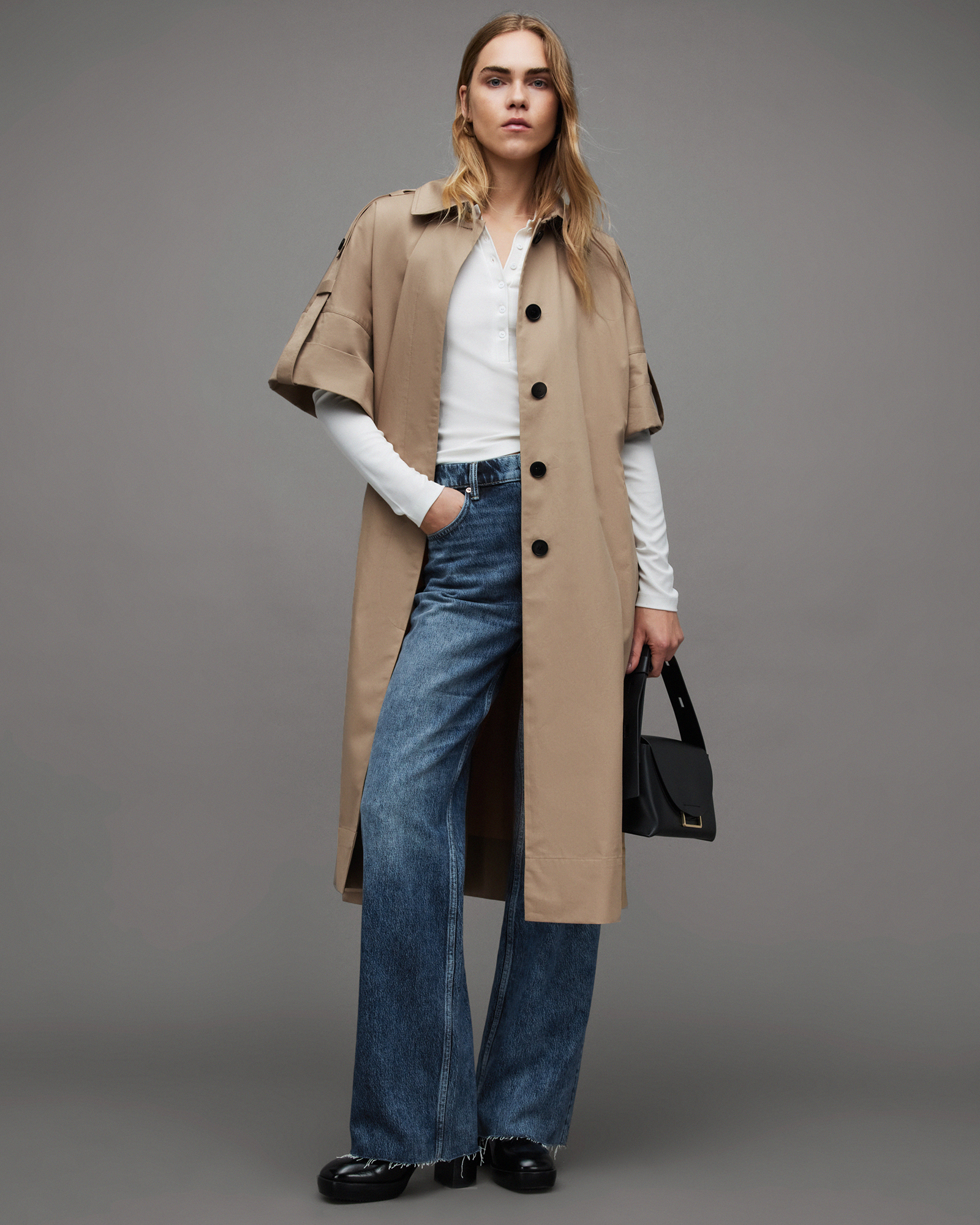 Tina Short Sleeve Trench Coat Camel | ALLSAINTS US