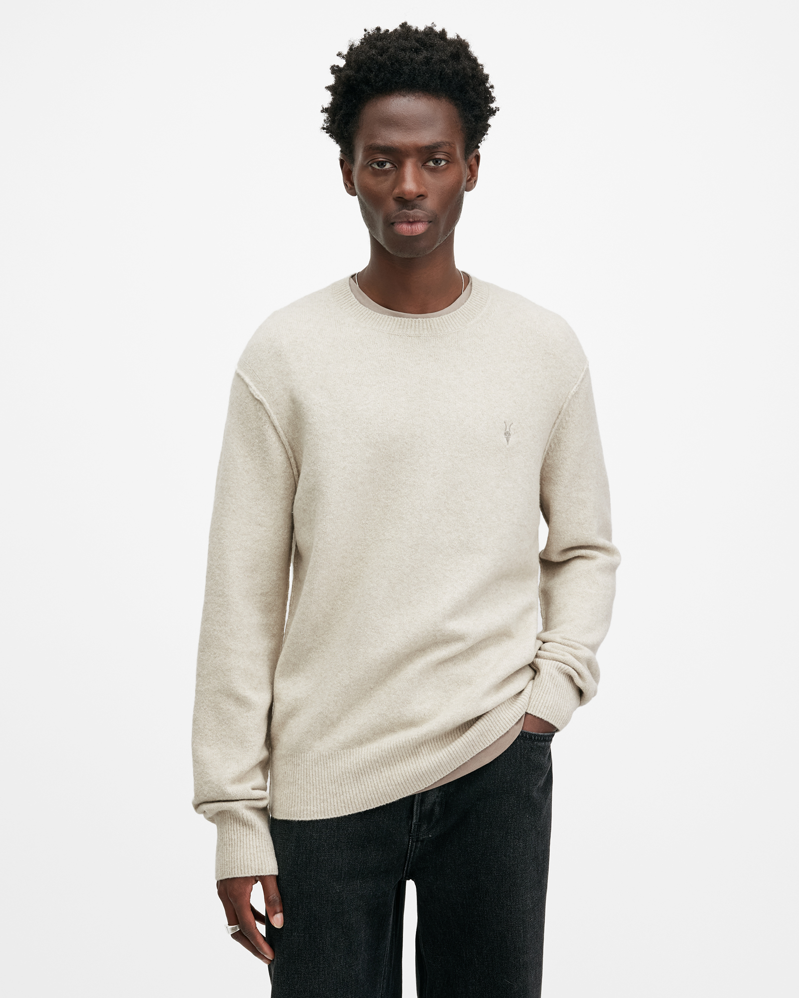 Statten Ramskull Crew Neck Sweater Pale Grey | ALLSAINTS US