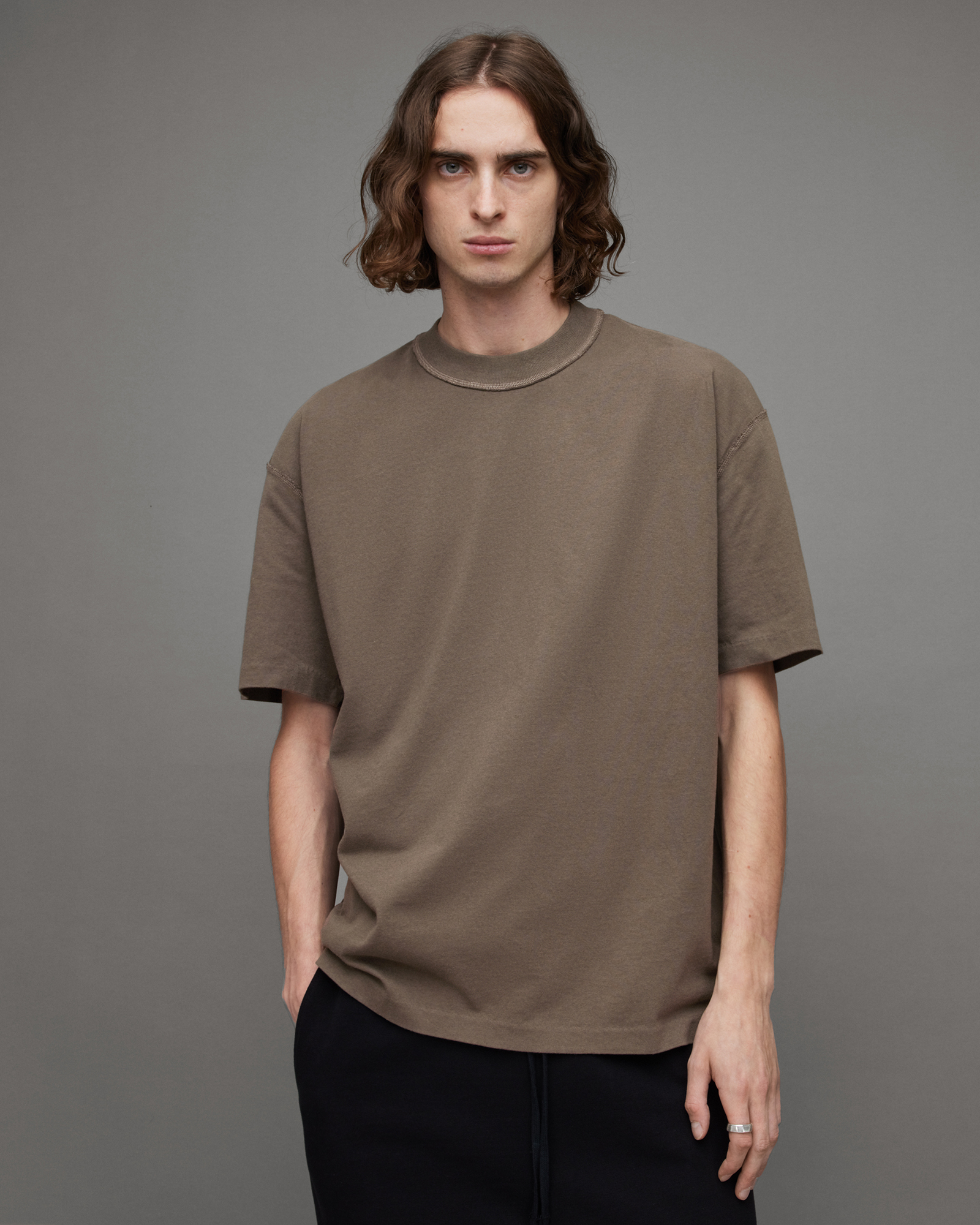 Isac Oversized Crew Neck T-Shirt TEA LEAF GREEN | ALLSAINTS US