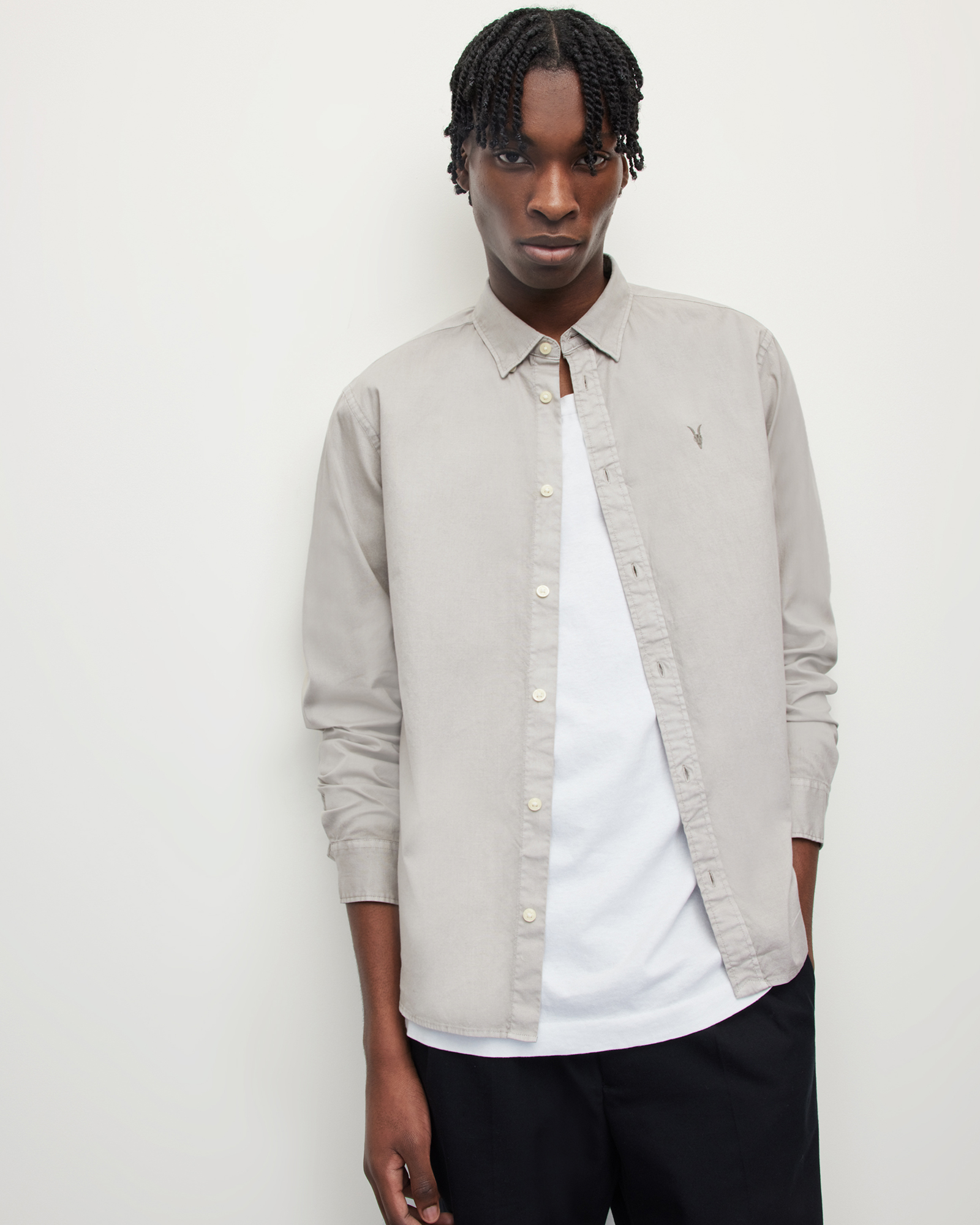 Hawthorne Ramskull Stretch Fit Shirt FROSTED TAUPE | ALLSAINTS US