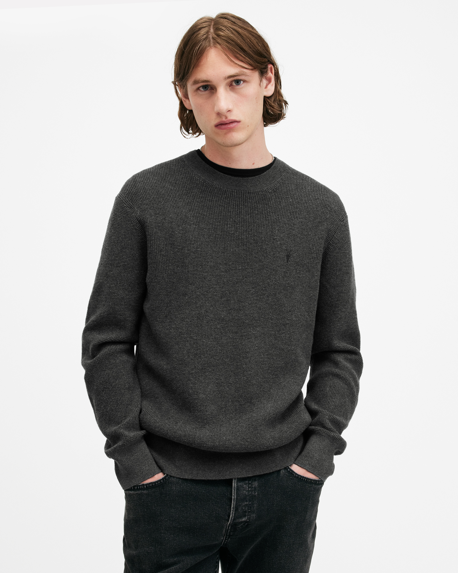 Aspen Waffle Texture Crew Neck Sweater CARTER GREY | ALLSAINTS US