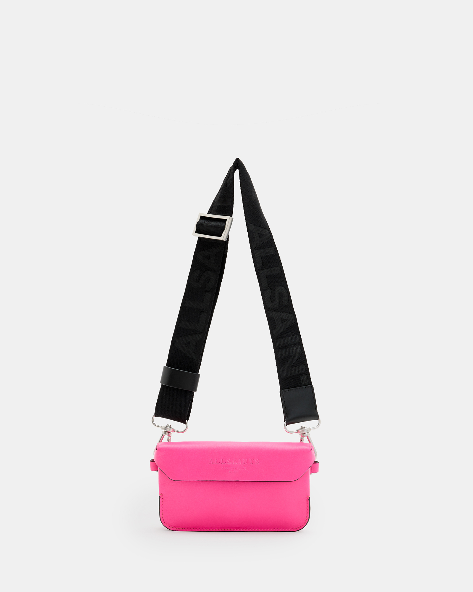 Zoe Adjustable Leather Crossbody Bag Hot Pink | ALLSAINTS US