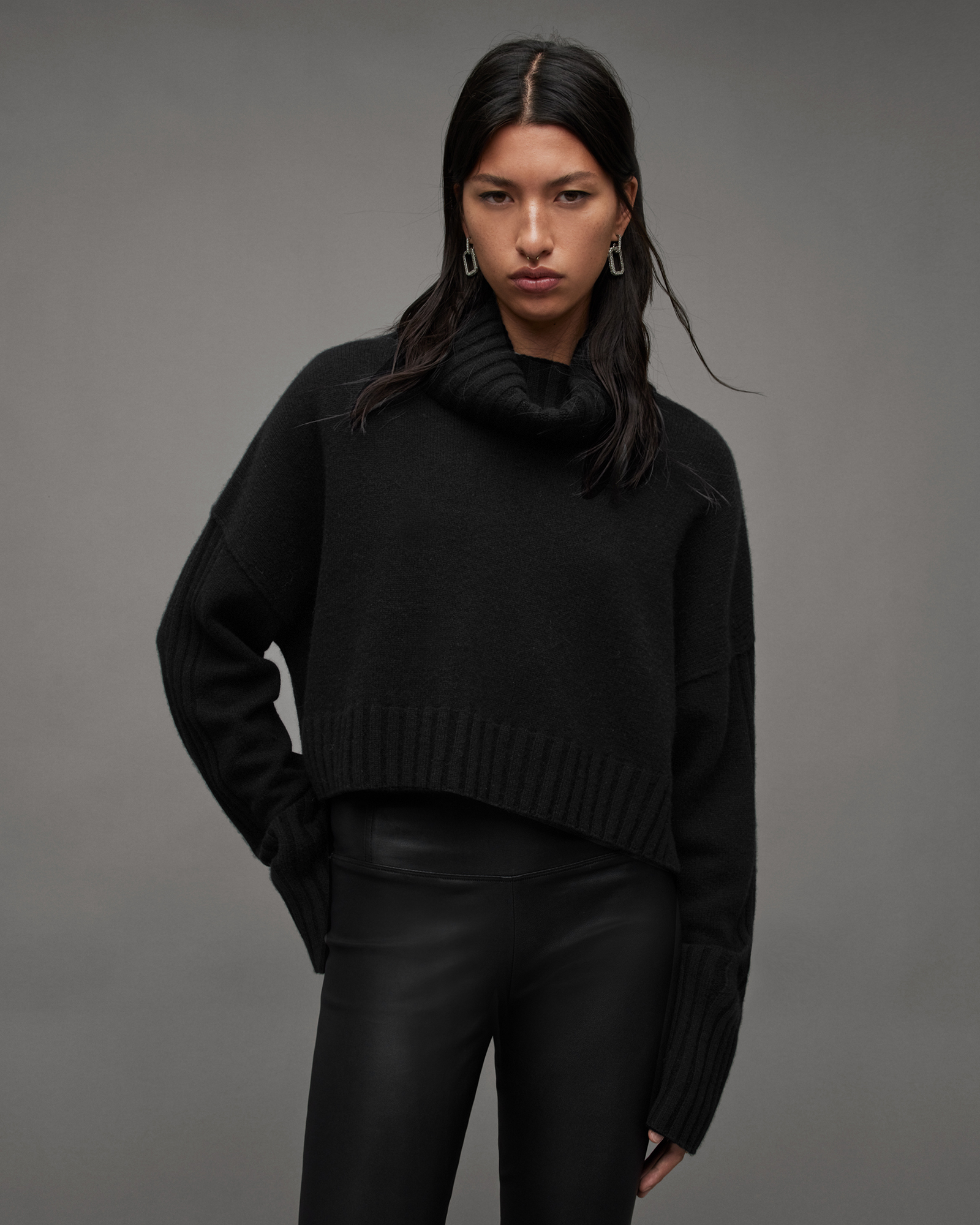 Akira Recycled Cashmere Blend Sweater Black | ALLSAINTS US