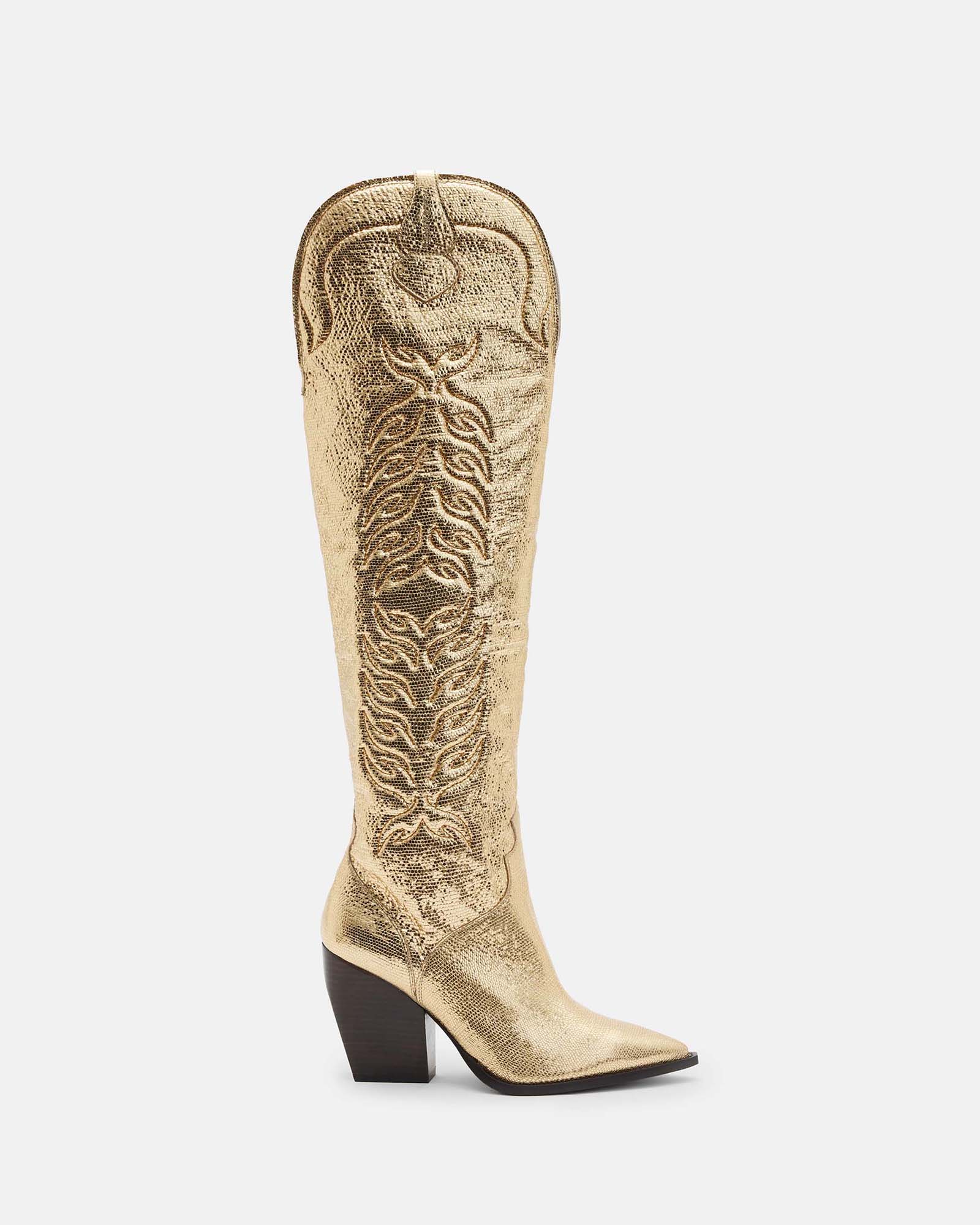Roxanne Knee High Metallic Leather Boots METALLIC GOLD