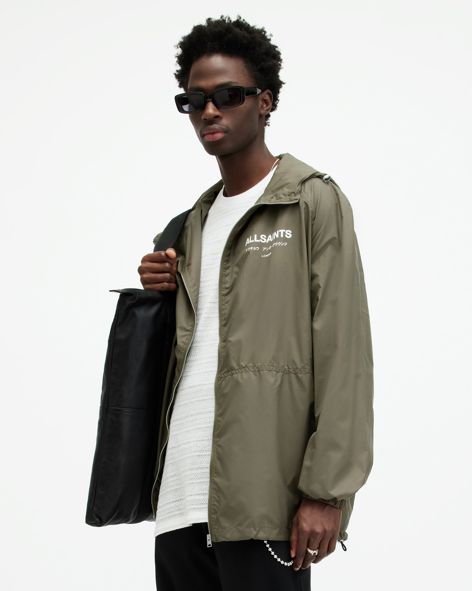 Underground Logo Oversized Hood Jacket KHAKI GREEN | ALLSAINTS US