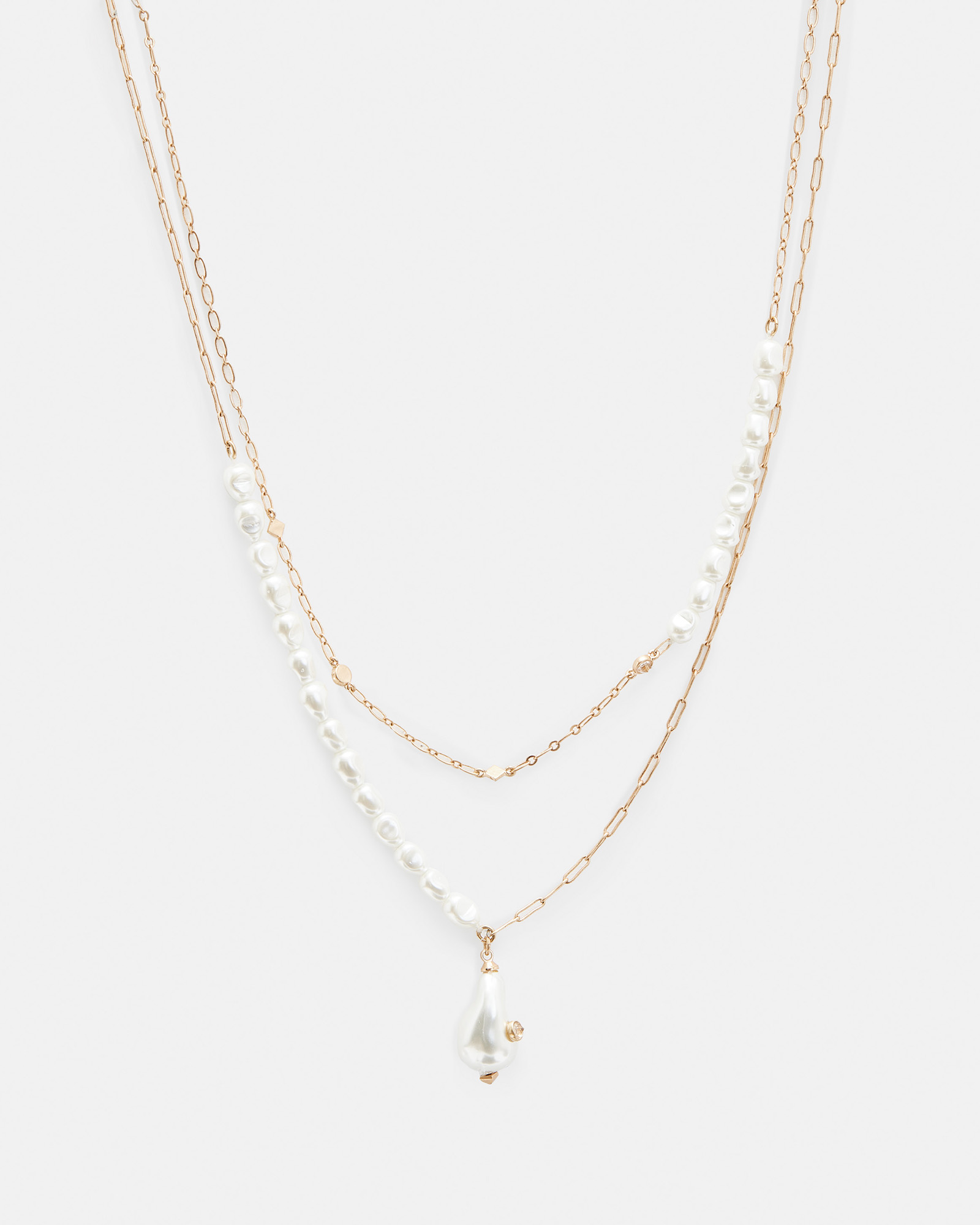 Shelby Pearl Pendant Gold Tone Necklace WARM BRASS | ALLSAINTS US