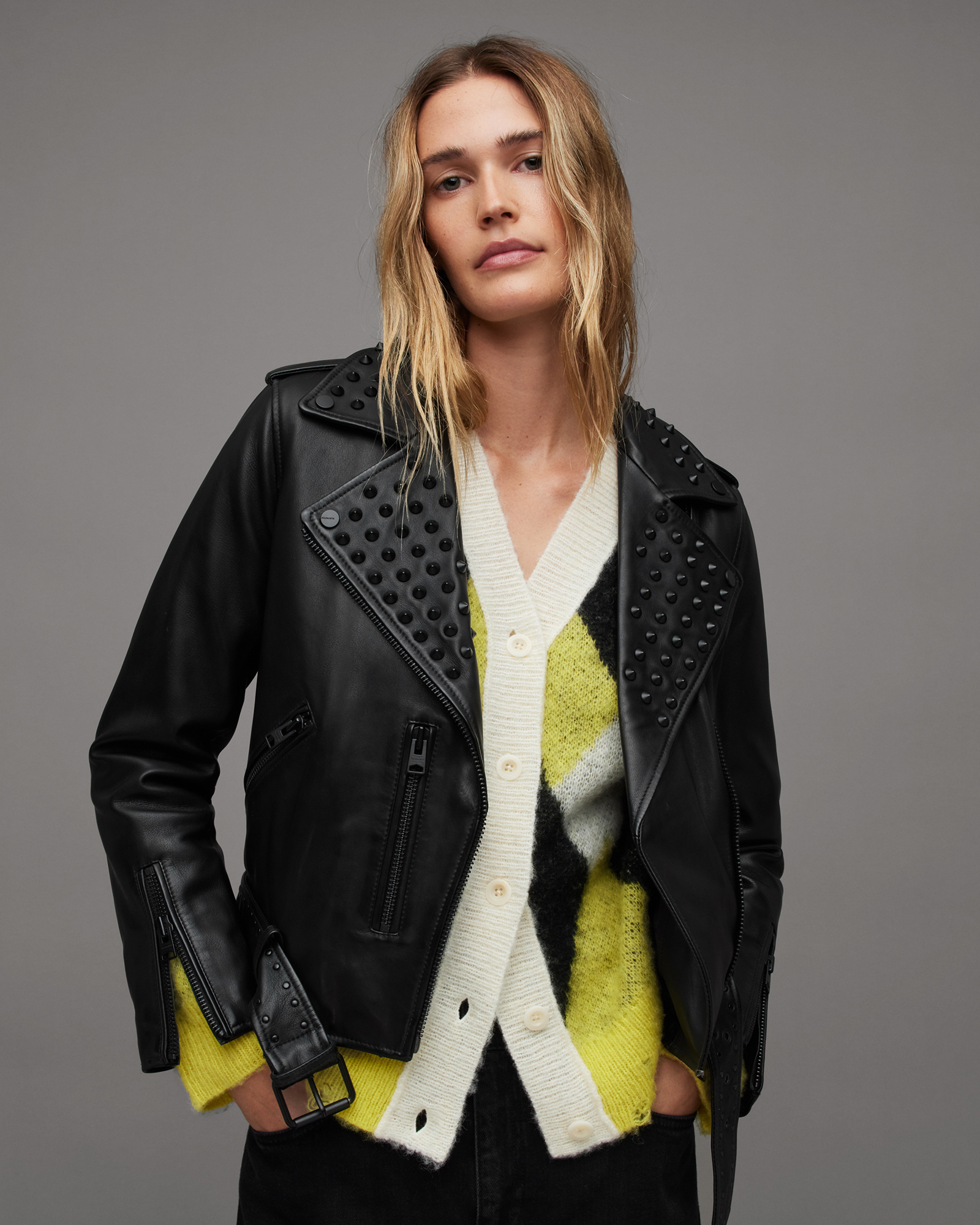 Studded Leather Bomber Jacket - Women - Ready-to-Wear