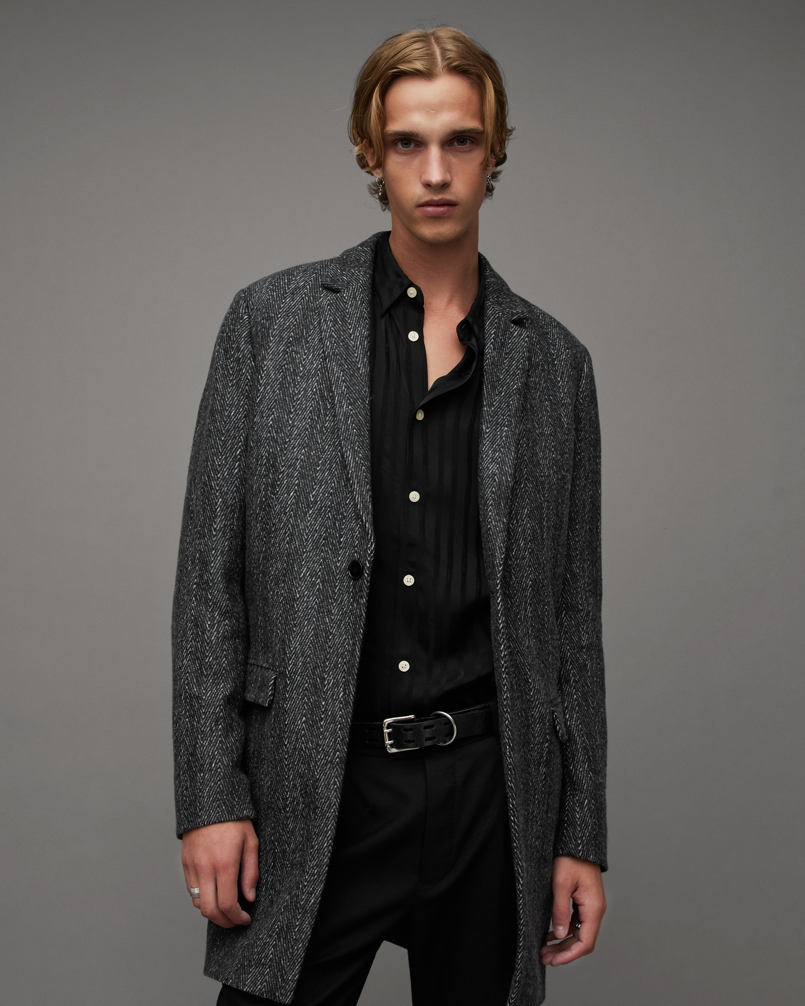 ALLSAINTS ALLSAINTS MANOR SINGLE BREASTED HERRINGBONE COAT