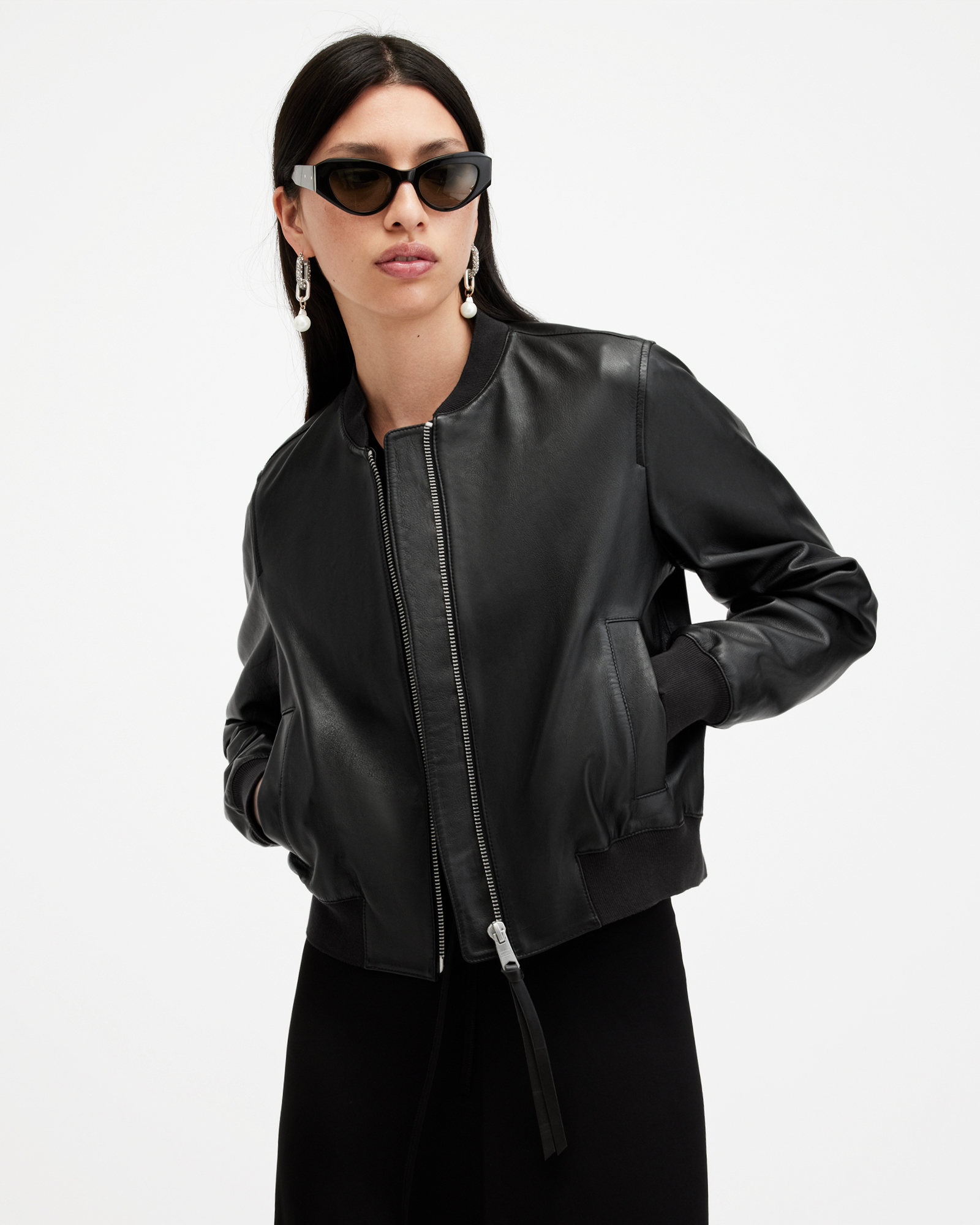 All saints fur leather shops jacket