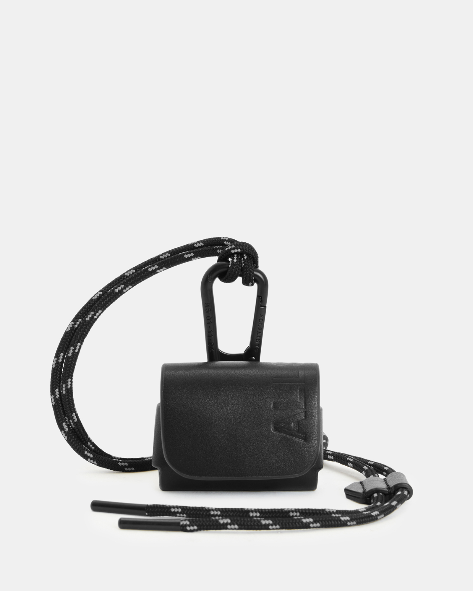 AllSaints Women's Airpod Leather Case, Black