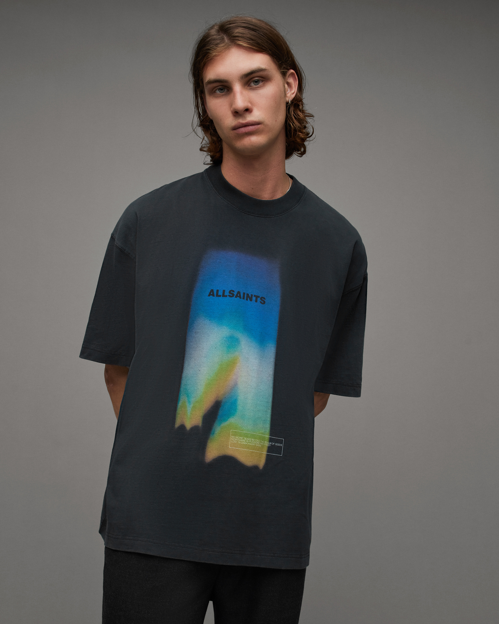 Prizm Graphic Print Oversized T-Shirt Jet Black | ALLSAINTS US