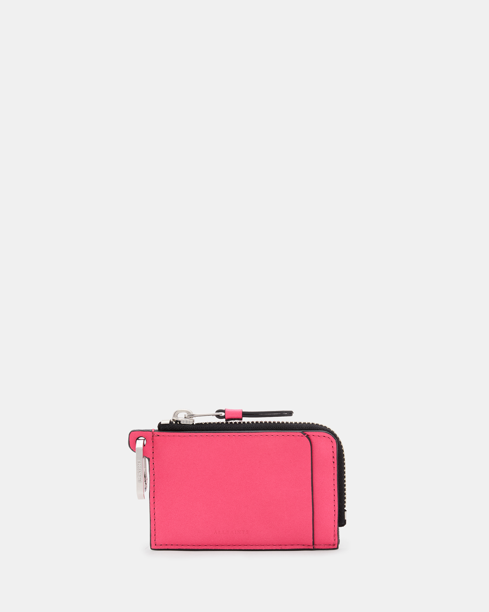 Shop Allsaints Remy Leather Wallet In Hot Pink