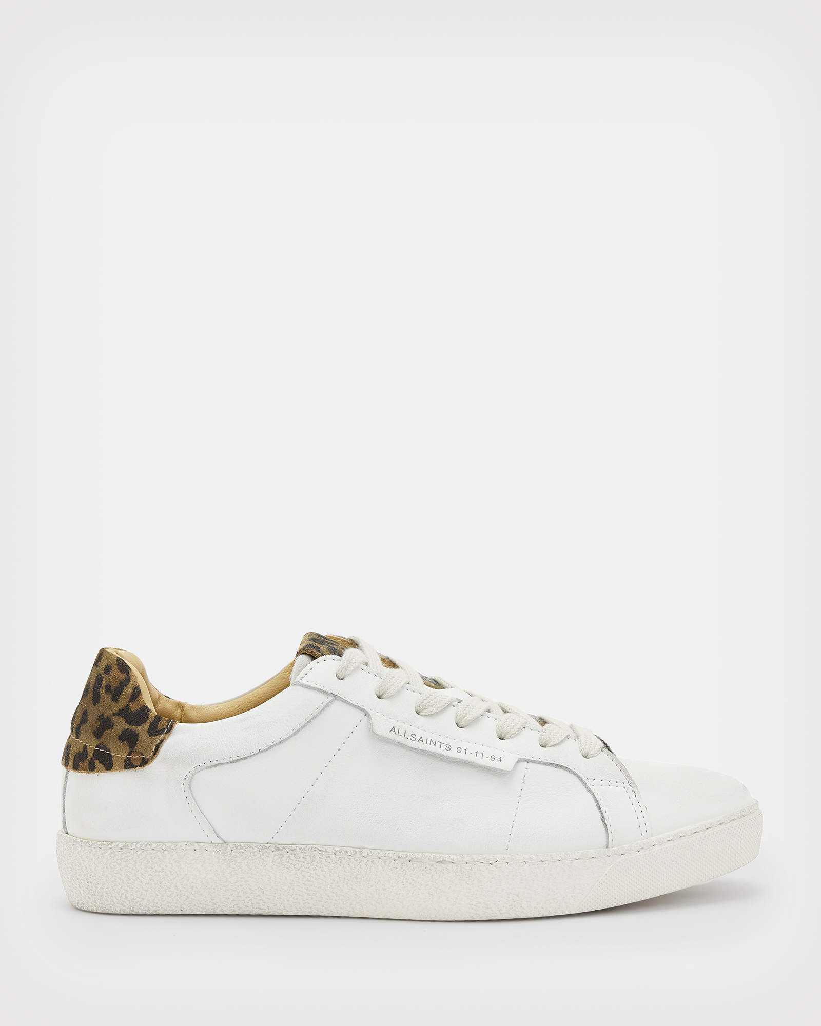 Sheer Leather Leopard Print Sneakers OFF WHITE/BROWN | ALLSAINTS US