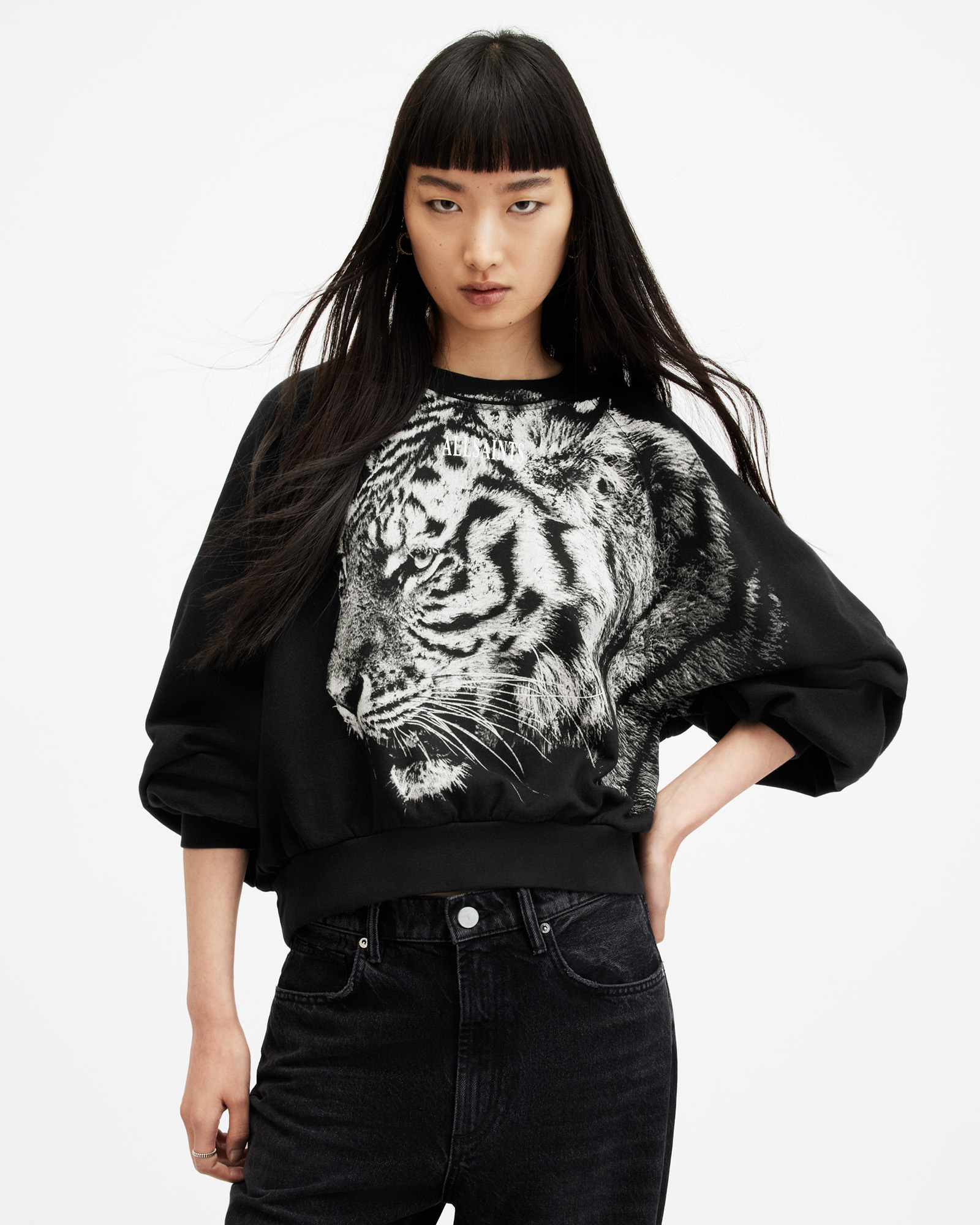 Tigress Cygni Graphic Sweatshirt Black | ALLSAINTS US