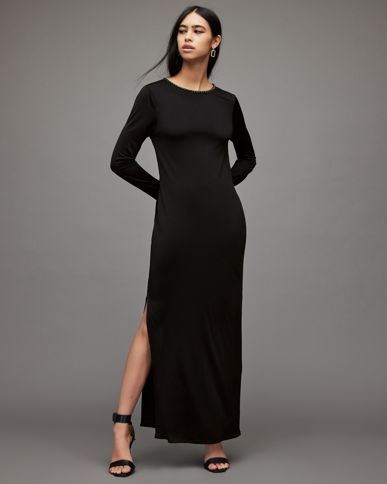 Nyx Maxi Dress Black | ALLSAINTS US