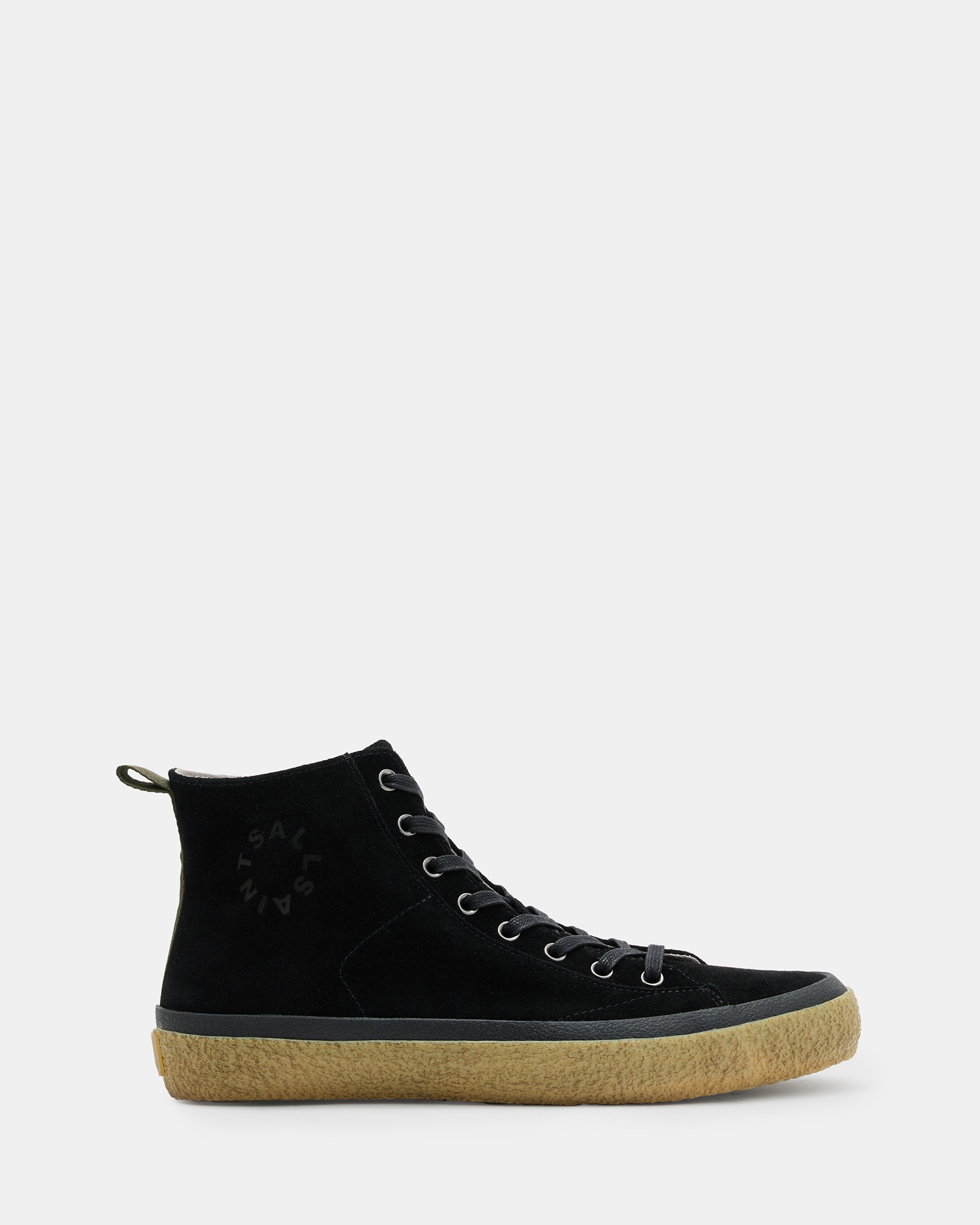 Allsaints Crister Logo Leather High Top Trainers In Black