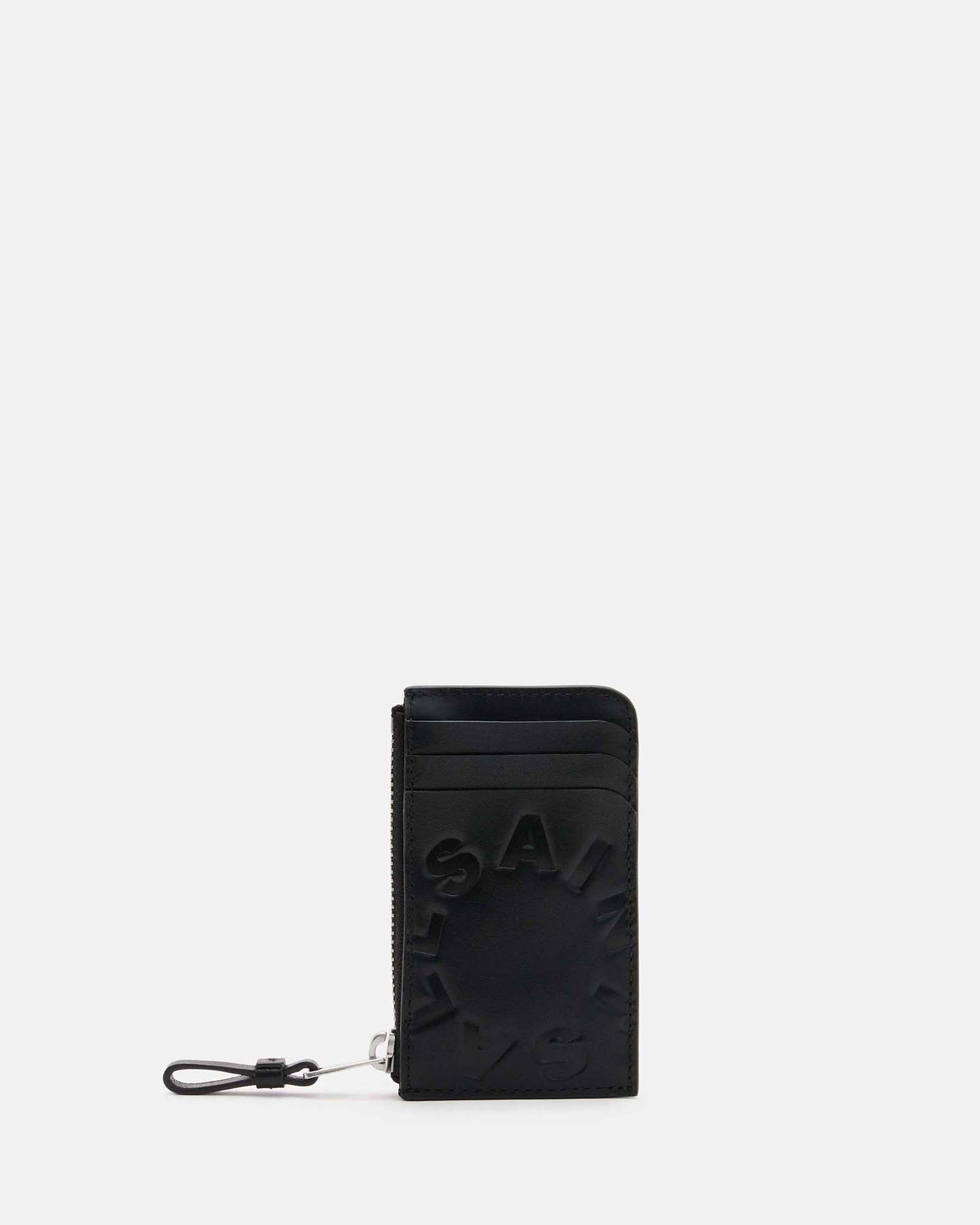 Isamu Tierra Embossed Leather Cardholder Black | ALLSAINTS US