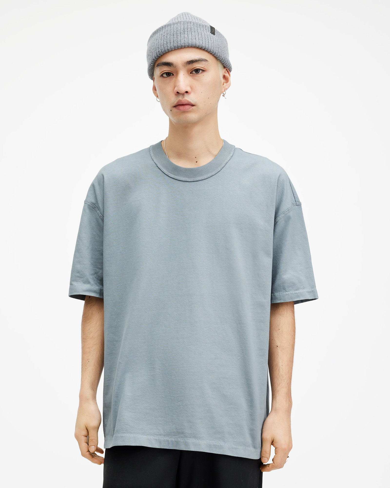 Isac Oversized Crew Neck T-Shirt Dusty Blue