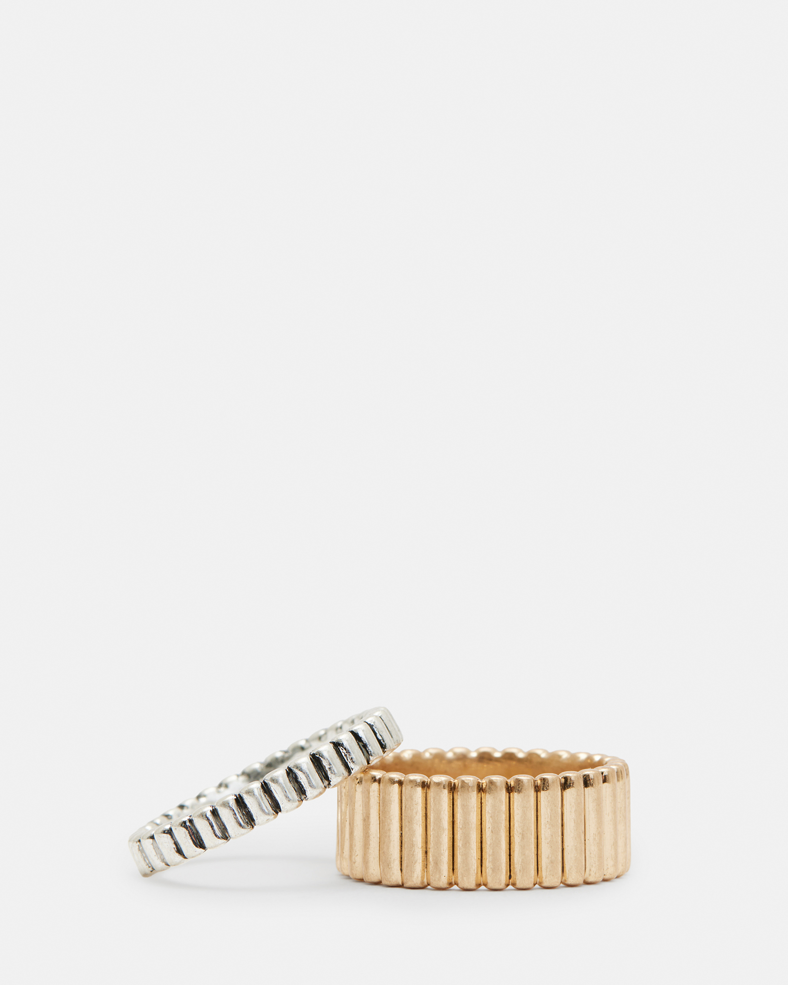 Allsaints Darcy Two Tone Ring Set In Silver