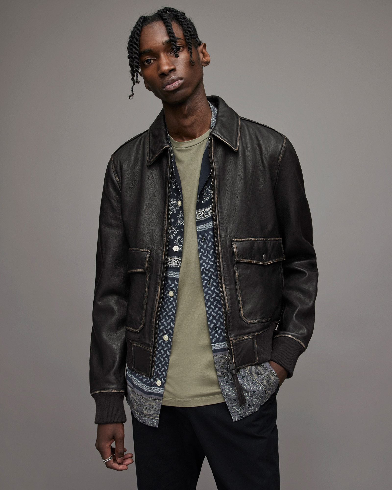 Leroy Leather Jacket Black | ALLSAINTS US