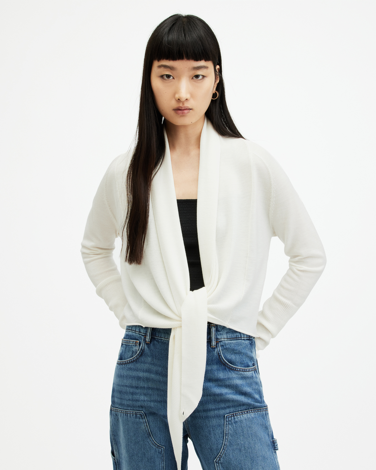 Wasson Merino Waterfall Pirate Cardigan Chalk White | ALLSAINTS US