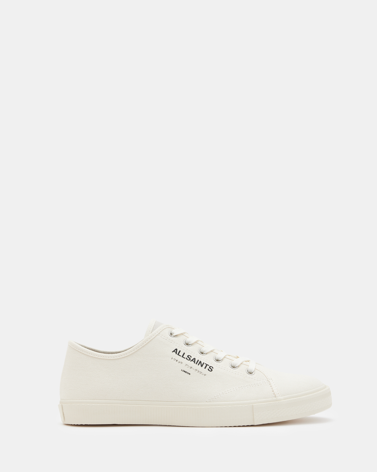 Allsaints Underground Canvas Low Top Trainers In Off White