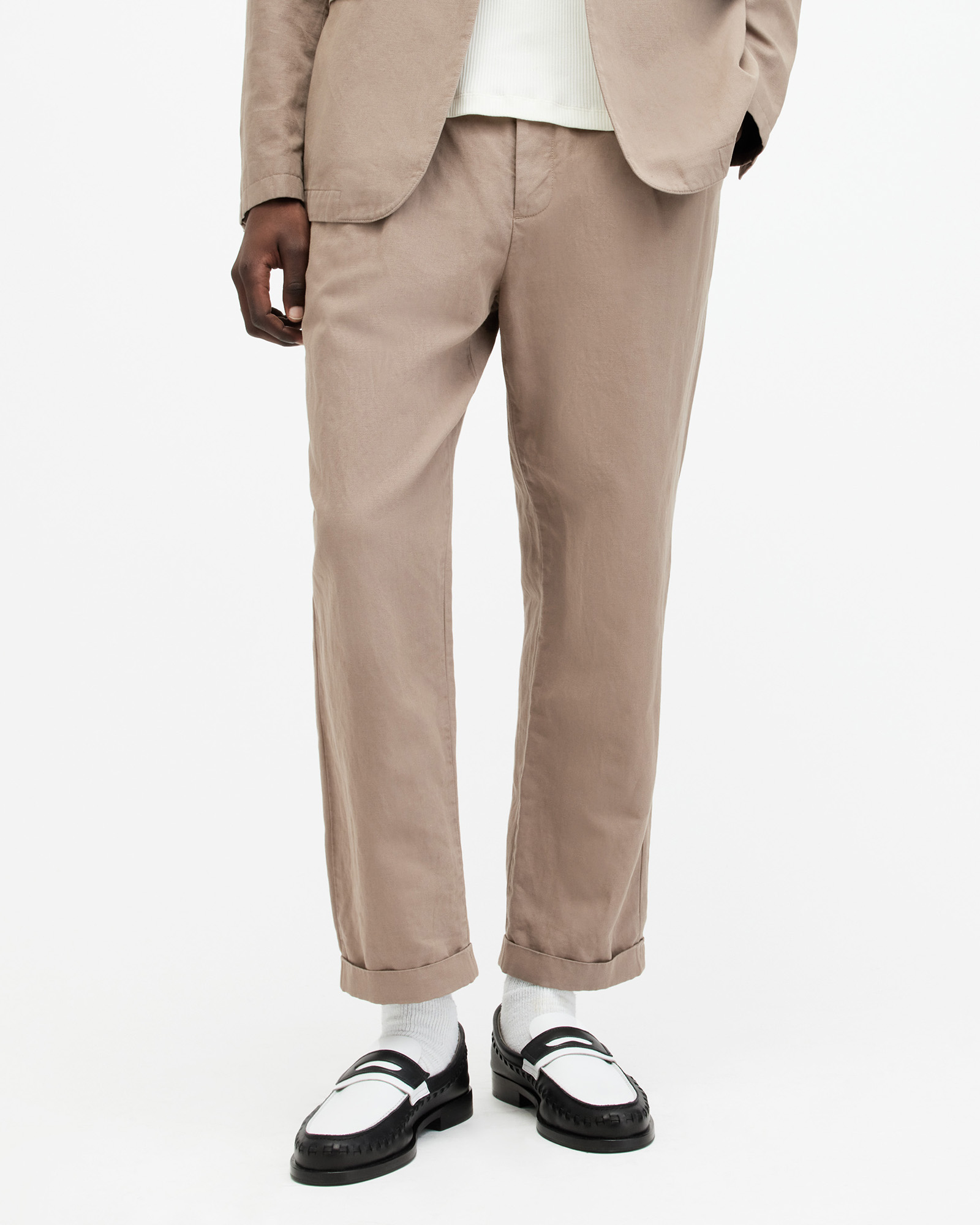 Shop Allsaints Sainte Wide Tapered Leg Trousers, In Chestnut Brown