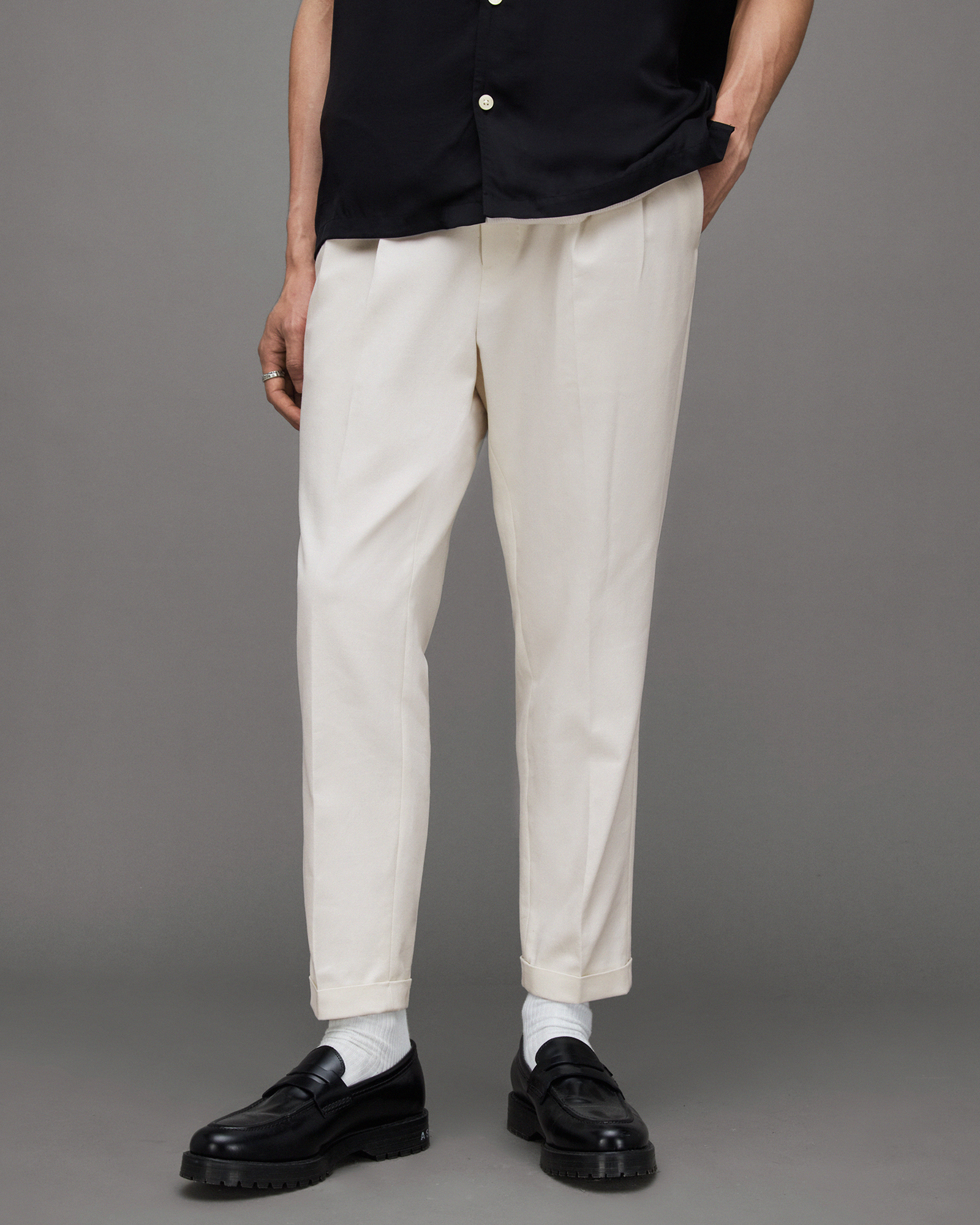 Tallis Slim Fit Cropped Tapered Pants WHEATGRASS TAUPE | ALLSAINTS US