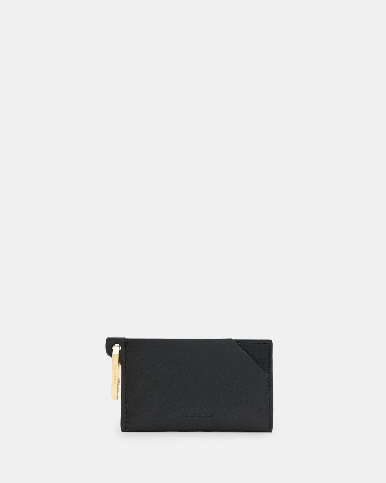 Allsaints Hex Leather Cardholder In Black