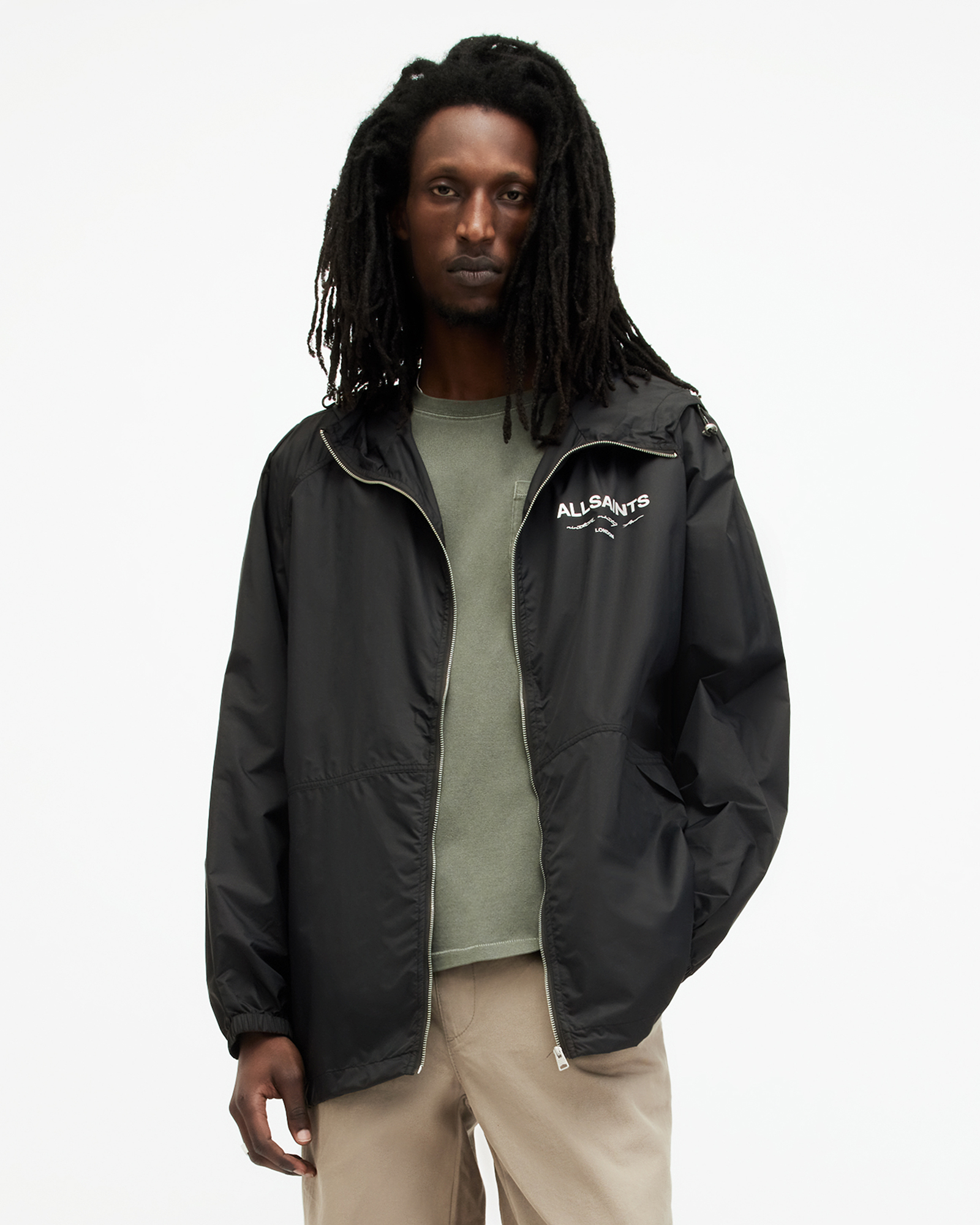 Underground Logo Oversized Hood Jacket Black | ALLSAINTS US