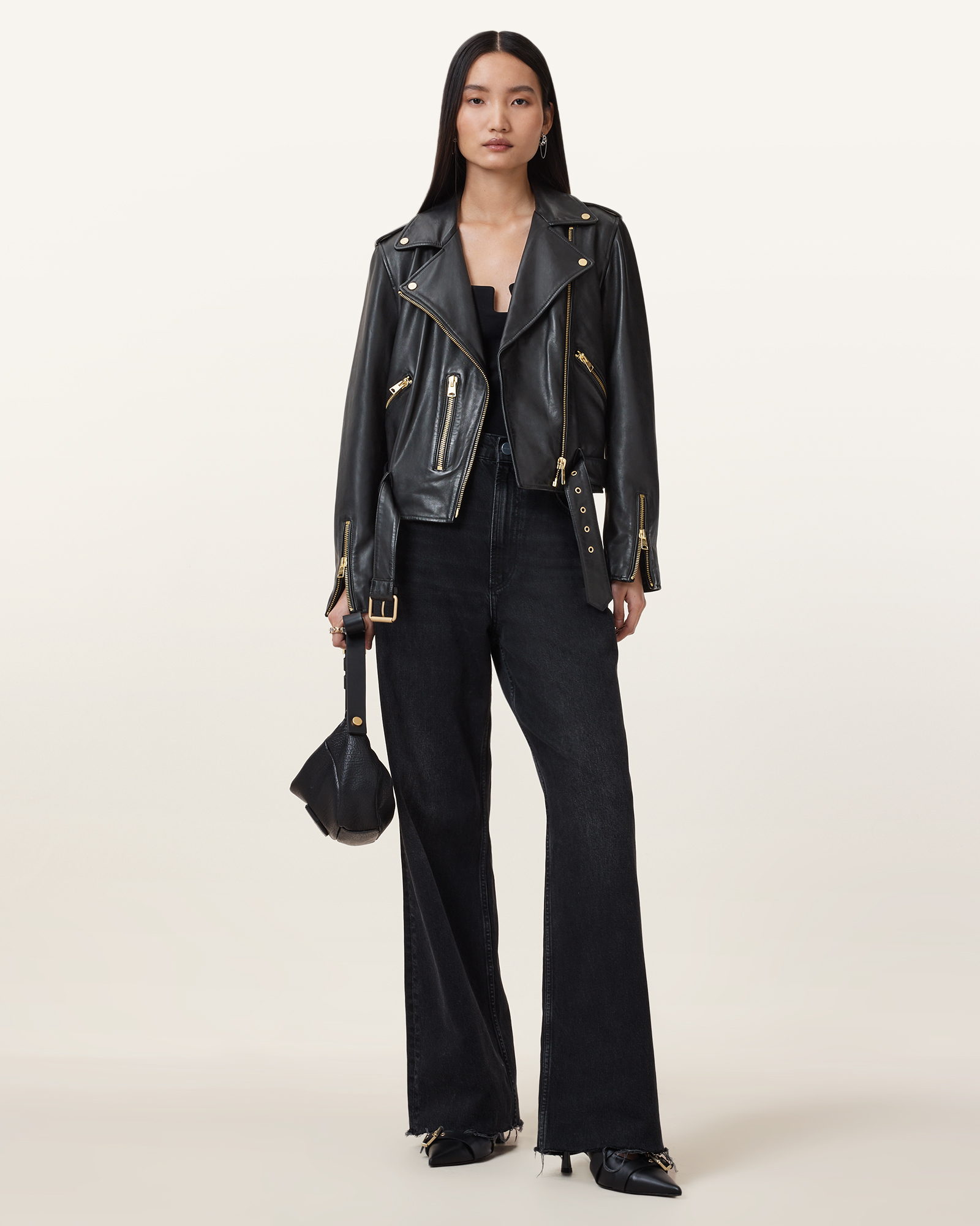 All Saints Balfern factory Plait Suede Mot Zipper Jacket