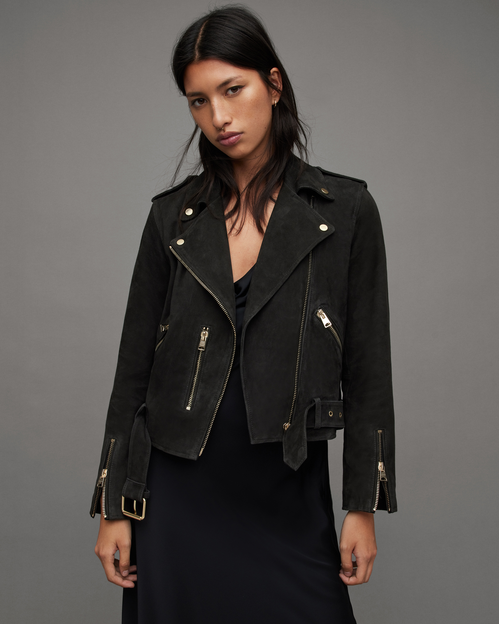 All saints store balfern suede jacket