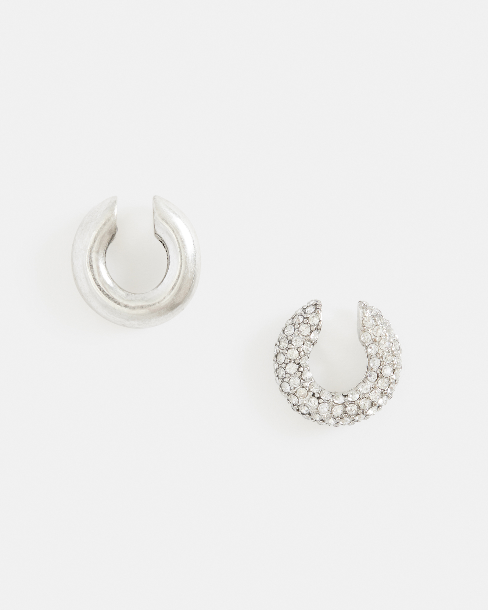 Celeste Chunky Silver Tone Cuff Earrings WARM SILVER | ALLSAINTS US