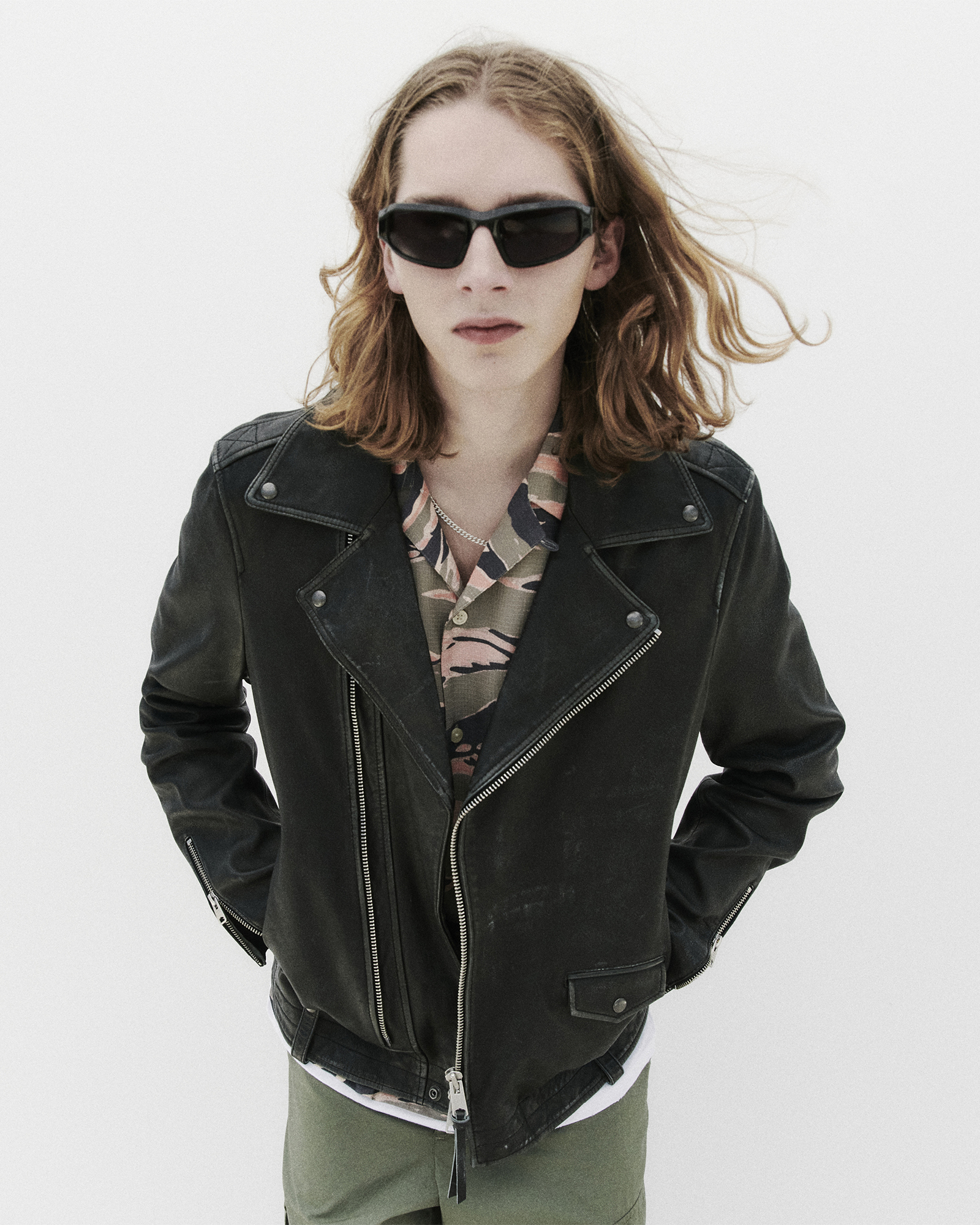 AllSaints Rosser Cropped Leather Biker Jacket