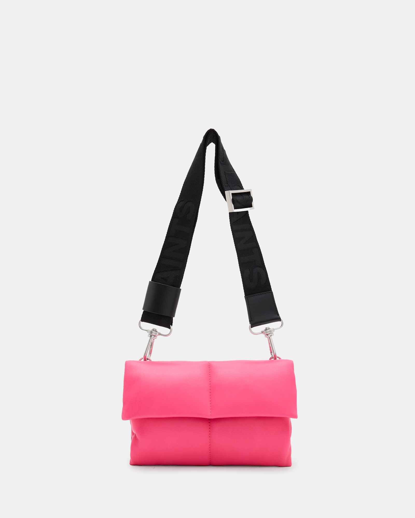 Ezra Quilted Leather Crossbody Bag Hot Pink | ALLSAINTS US