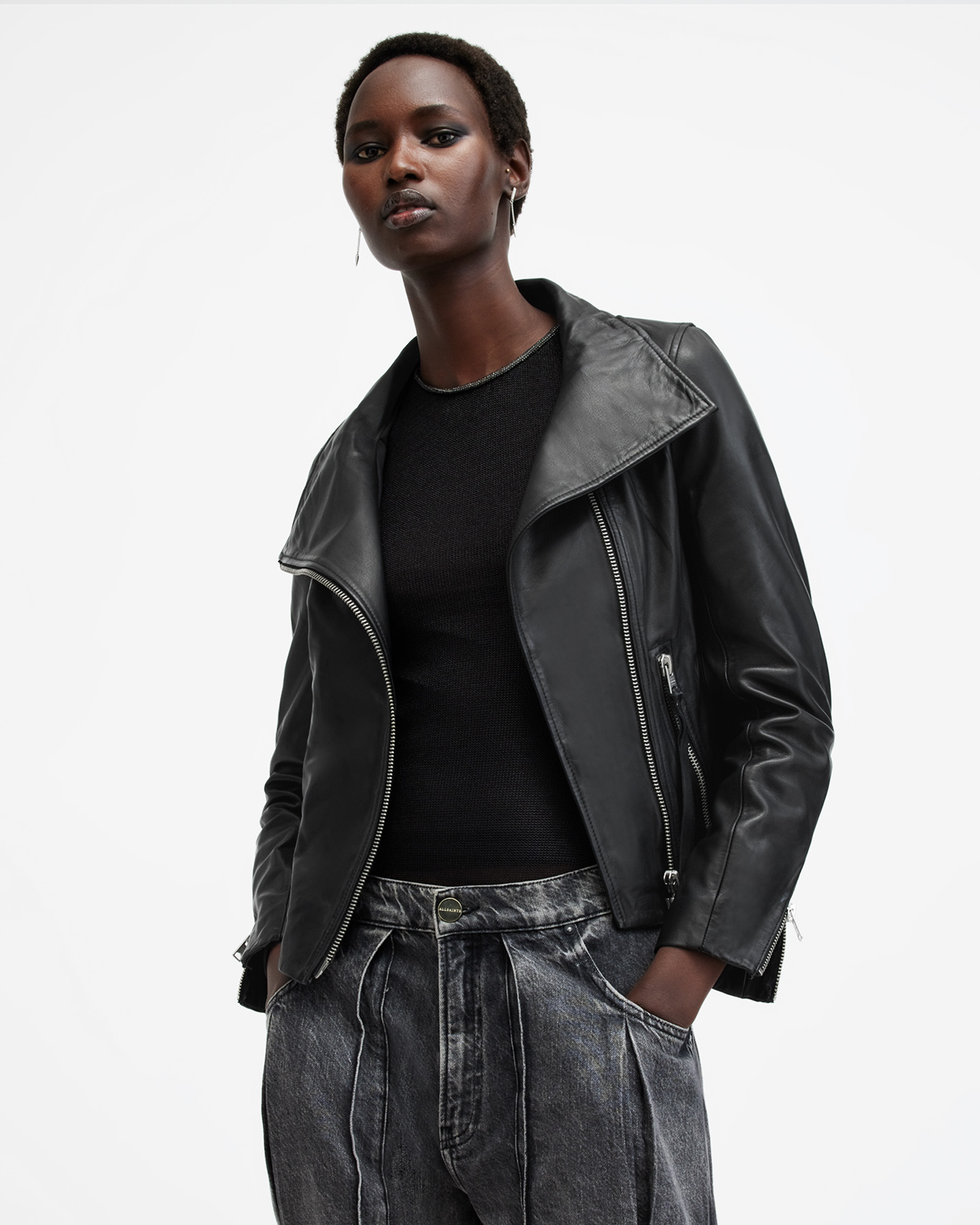 Allsaints black leather jacket limited online edition