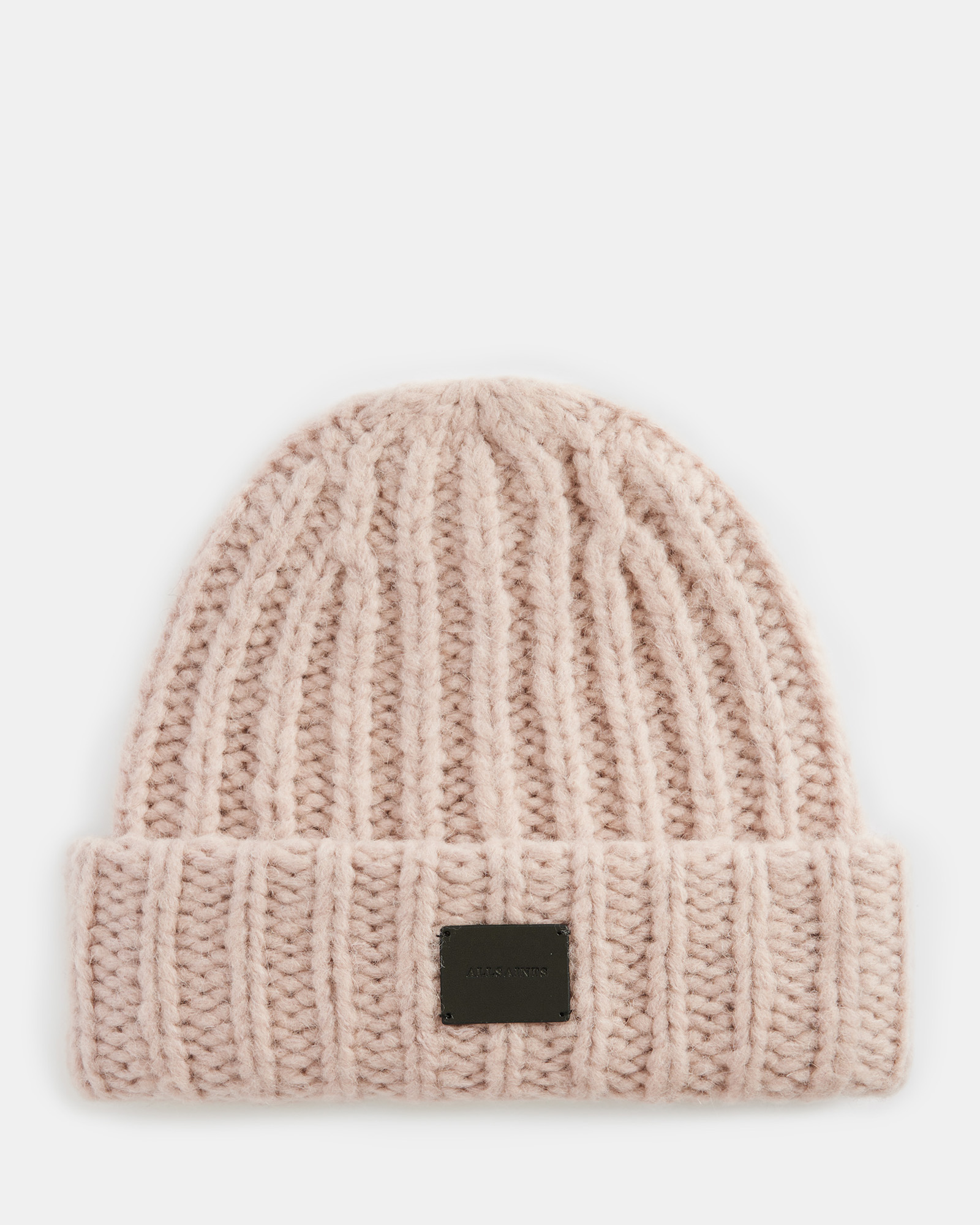 Allsaints Harri Chunky Ribbed Knitted Beanie In Pink