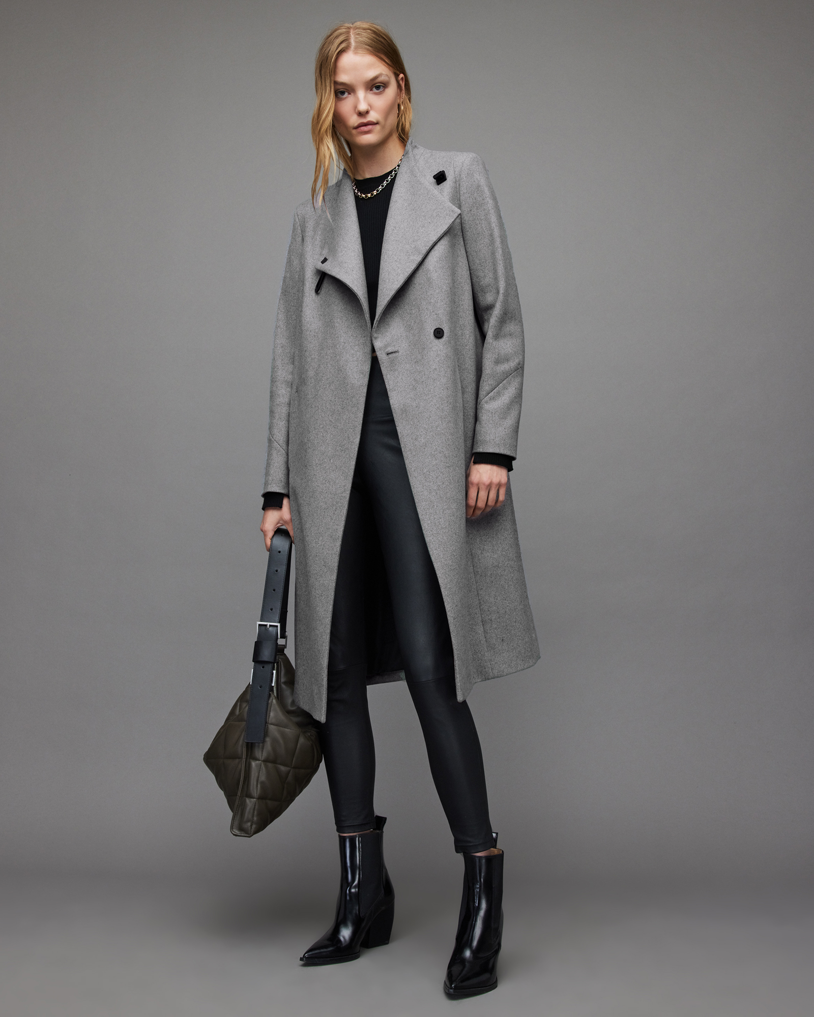 Riley Wool-Cashmere Blend Coat Grey | ALLSAINTS US