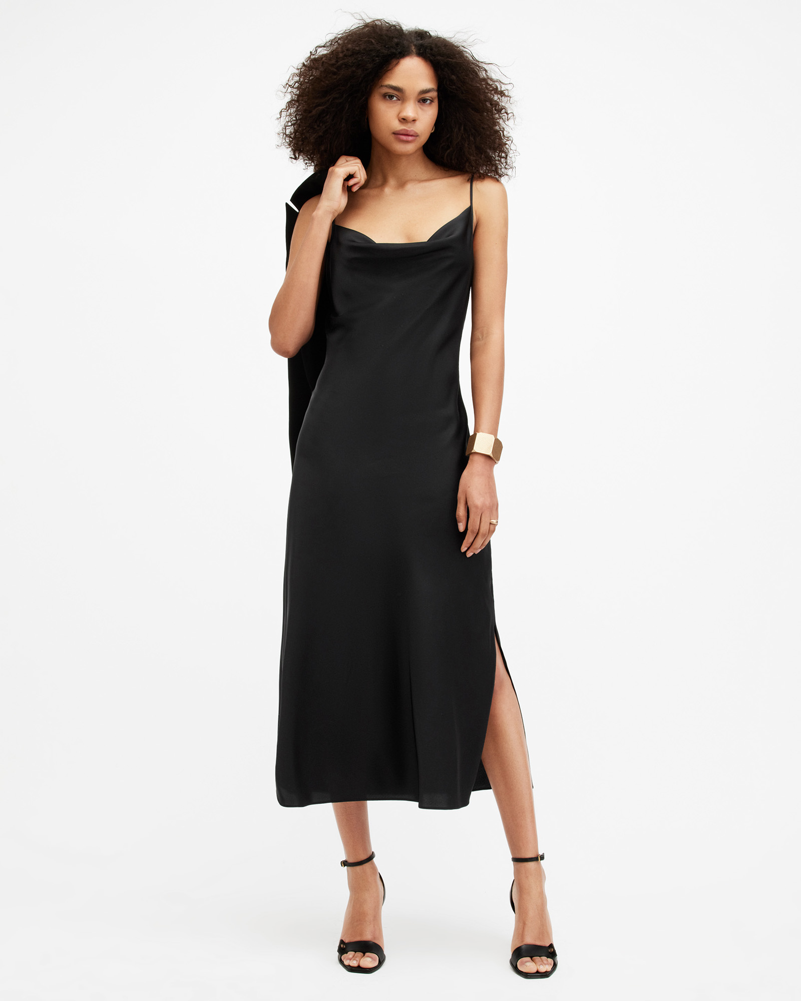 All Saints Sheer Black Under Garment Slip Dress Adjustable Straps Size UK  10