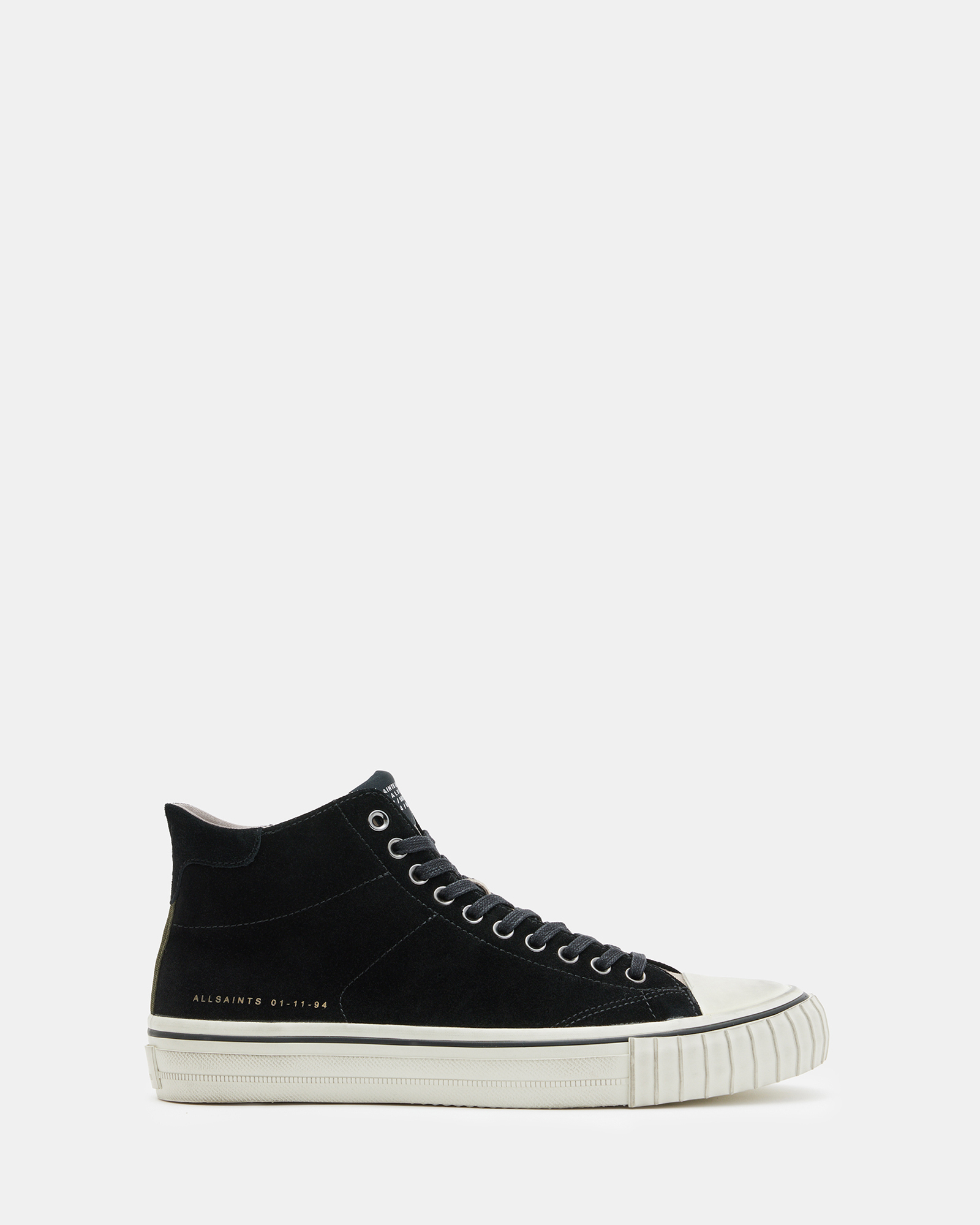 Allsaints Lewis Lace Up Leather High Top Trainers In Black