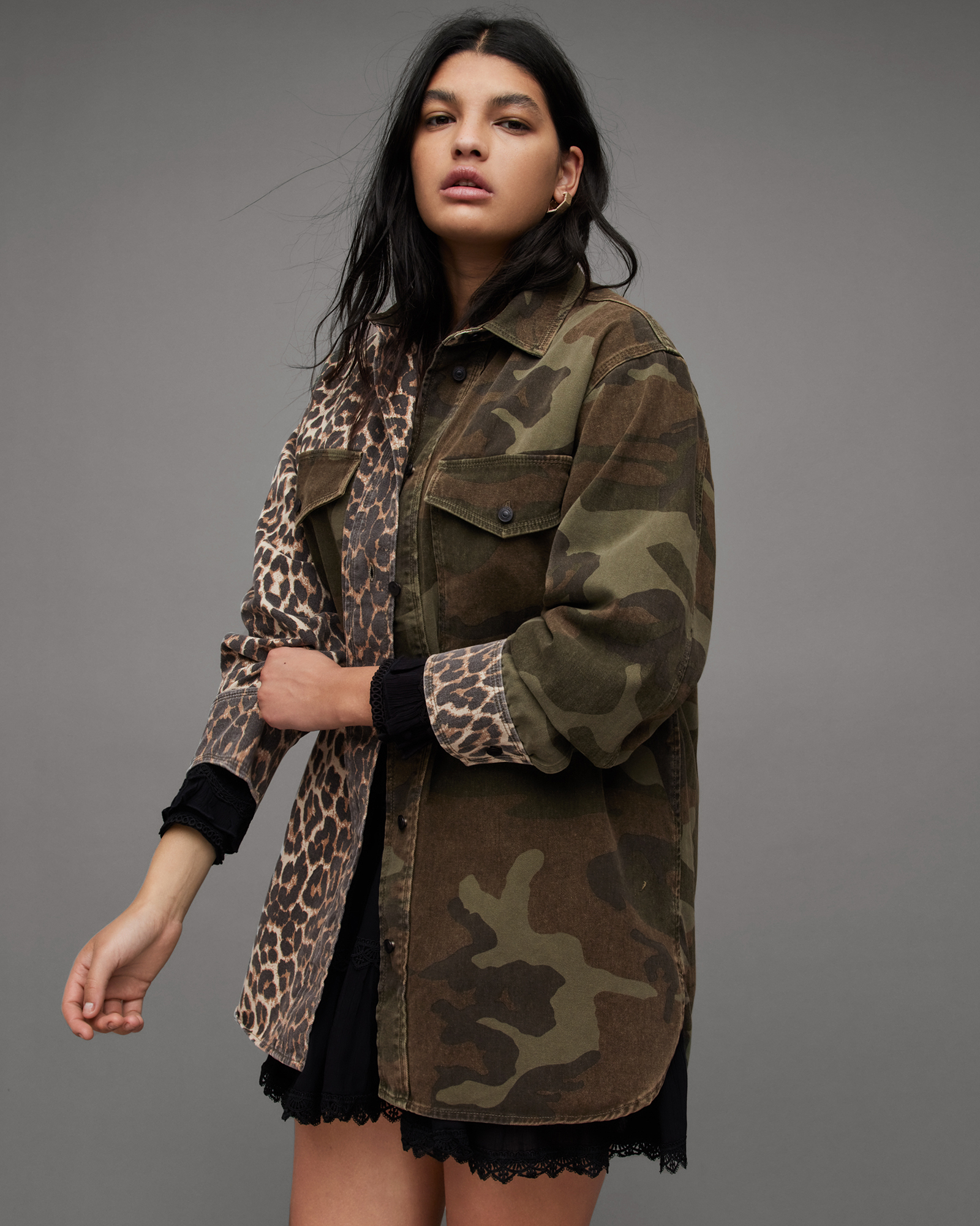 Camo Print Cotton Shacket